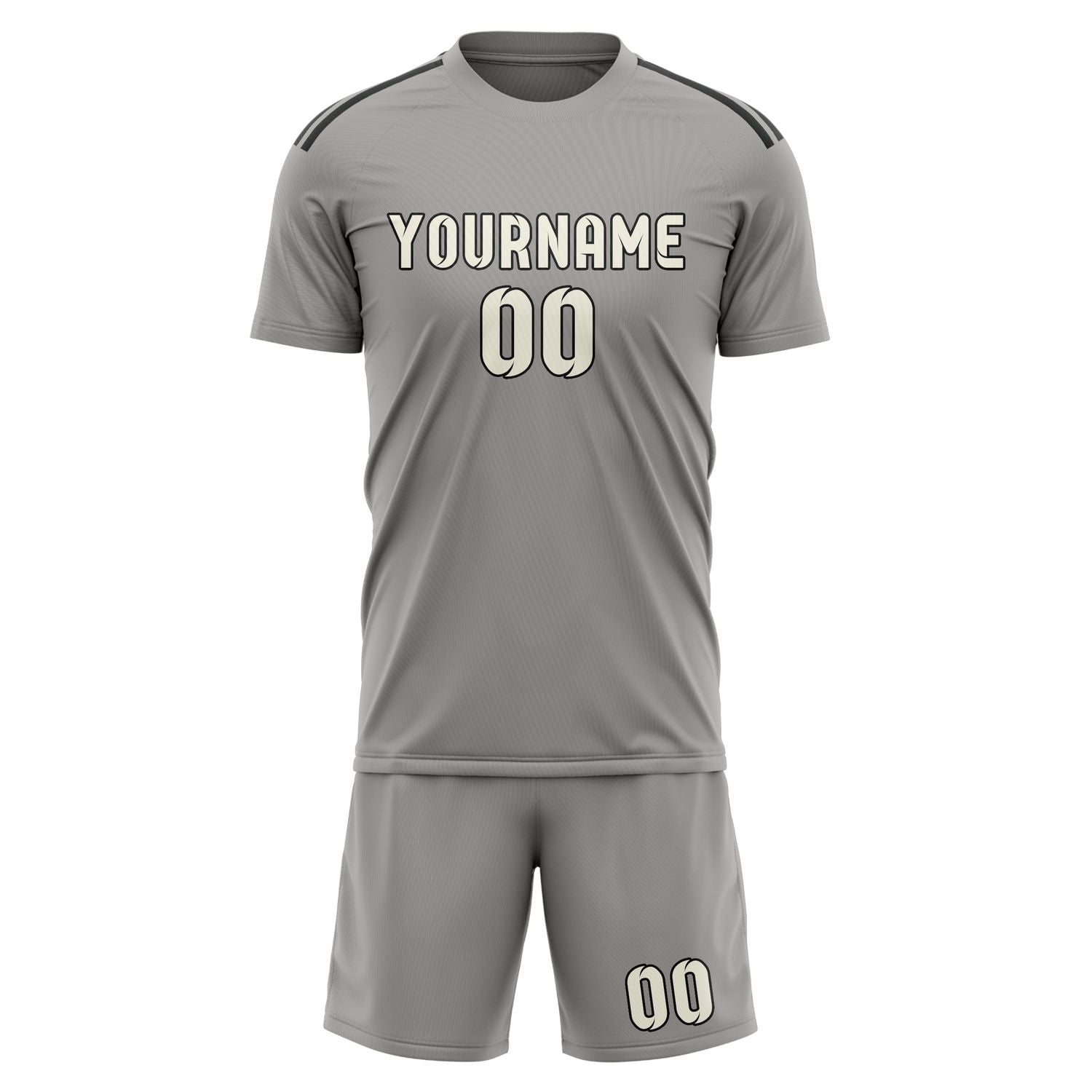 Maßgeschneidertes Professionelles Grau Beige Fußballtrikot-Set