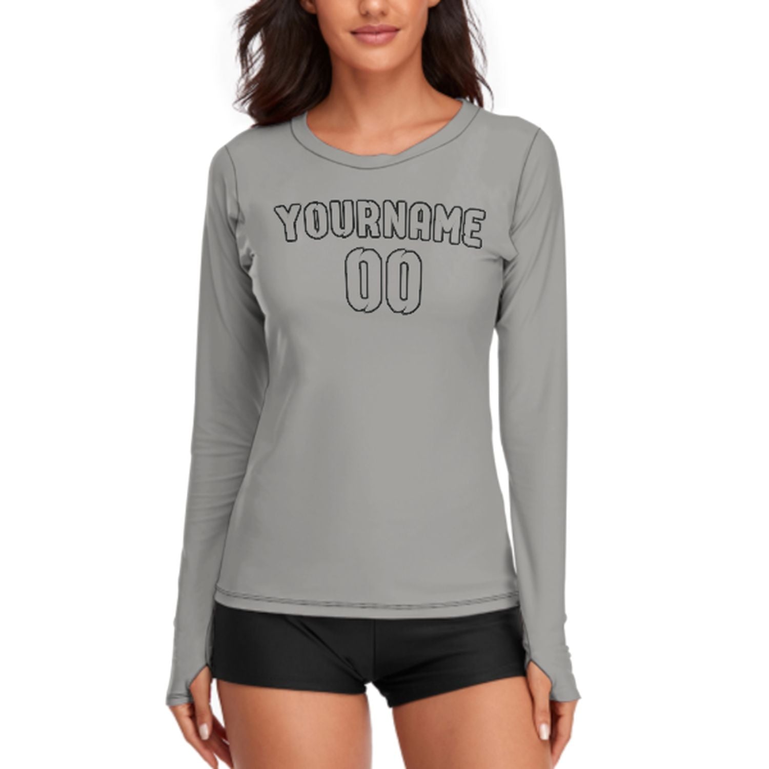 Maßgeschneidertes Grau Grau Damen Langarmshirt