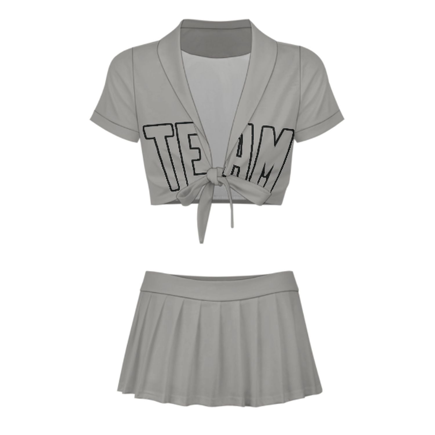 Maßgeschneidertes Grau Grau Cheerleader Outfit Set