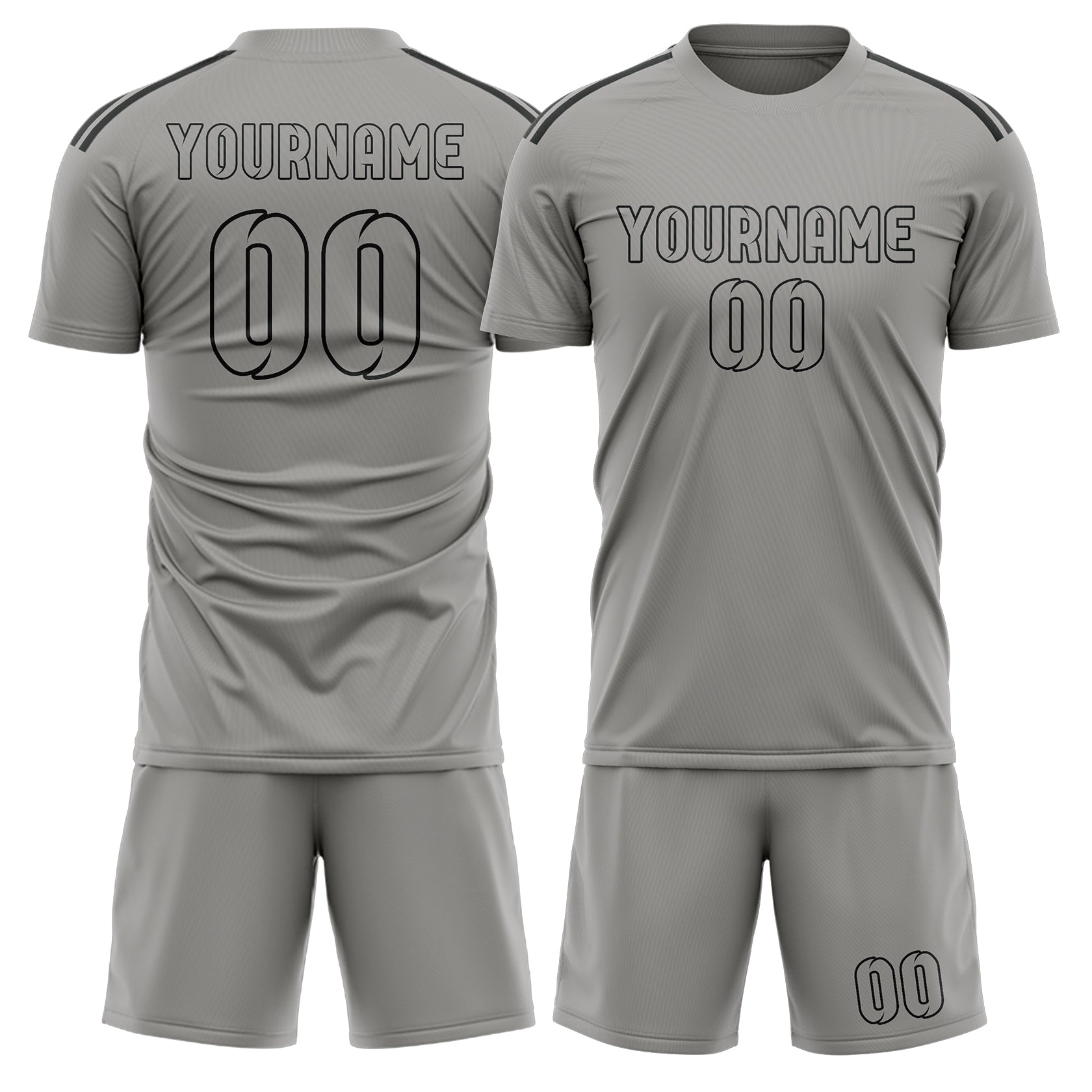 Maßgeschneidertes Professionelles Grau Grau Fußballtrikot-Set