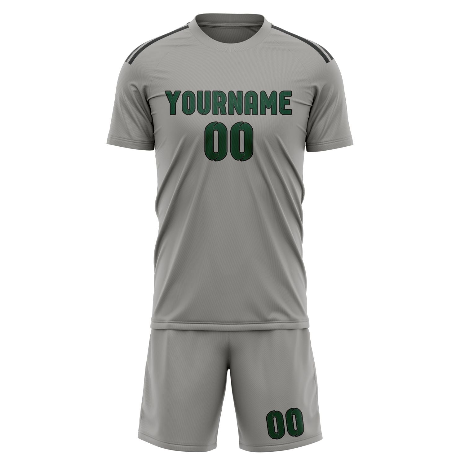 Maßgeschneidertes Professionelles Grau Moosgrün Fußballtrikot-Set