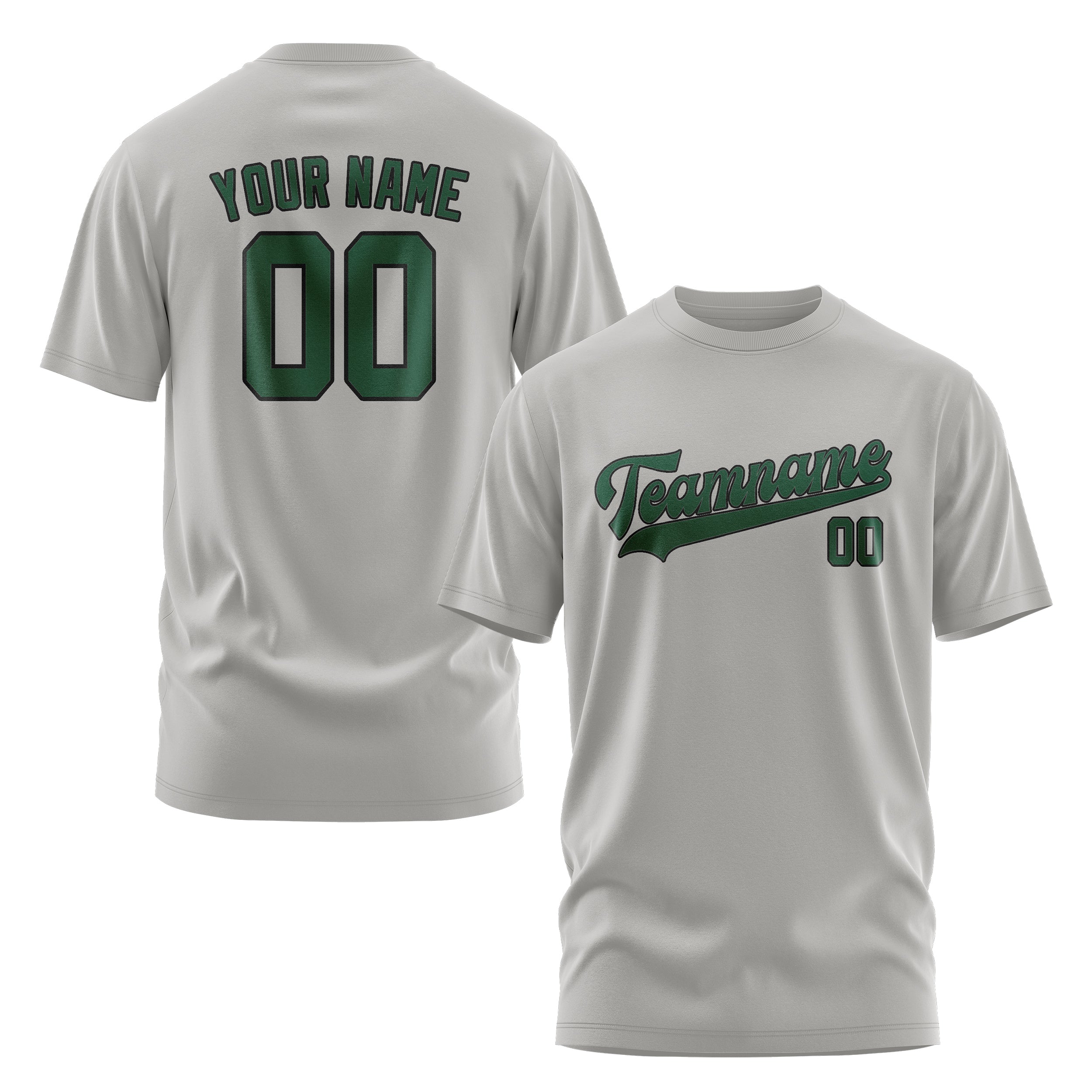 Maßgeschneidertes Grau Moosgrün T-Shirt