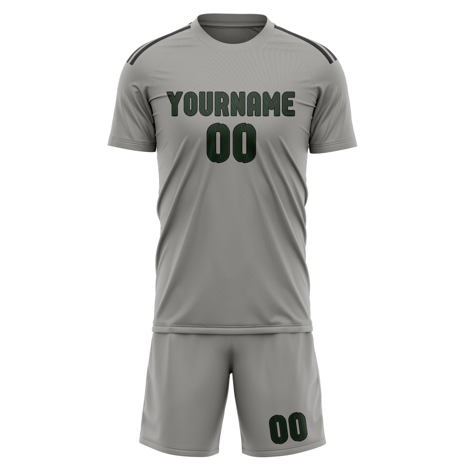 Maßgeschneidertes Professionelles Grau Tannengrün Fußballtrikot-Set