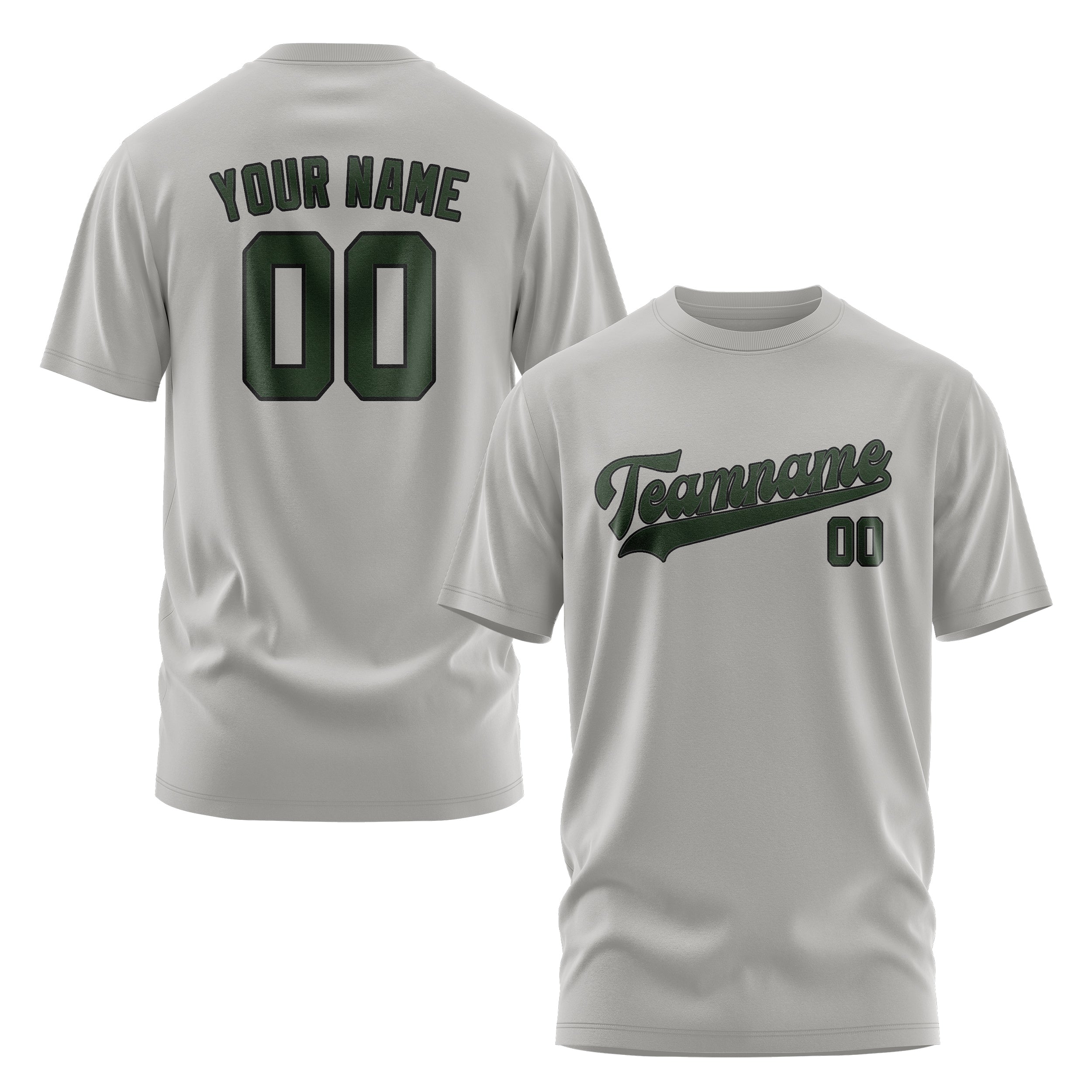 Maßgeschneidertes Grau Tannengrün T-Shirt