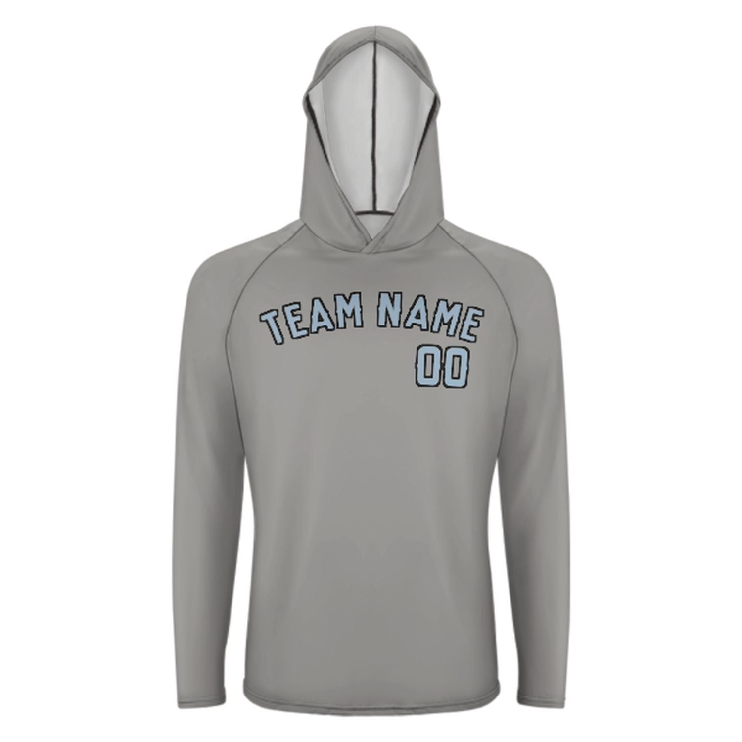 Šedá světle modrá UV hoodie na míru na míru