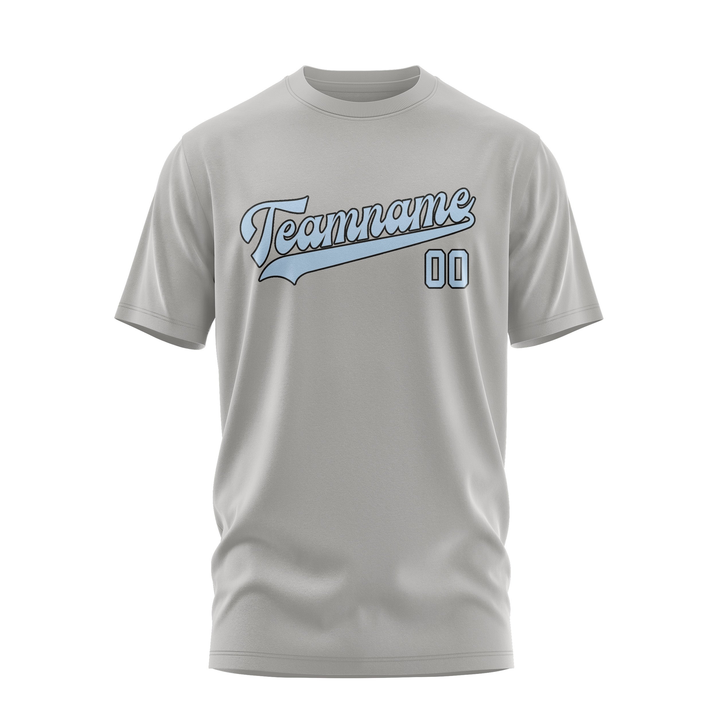 Maßgeschneidertes Grau Hellblau T-Shirt