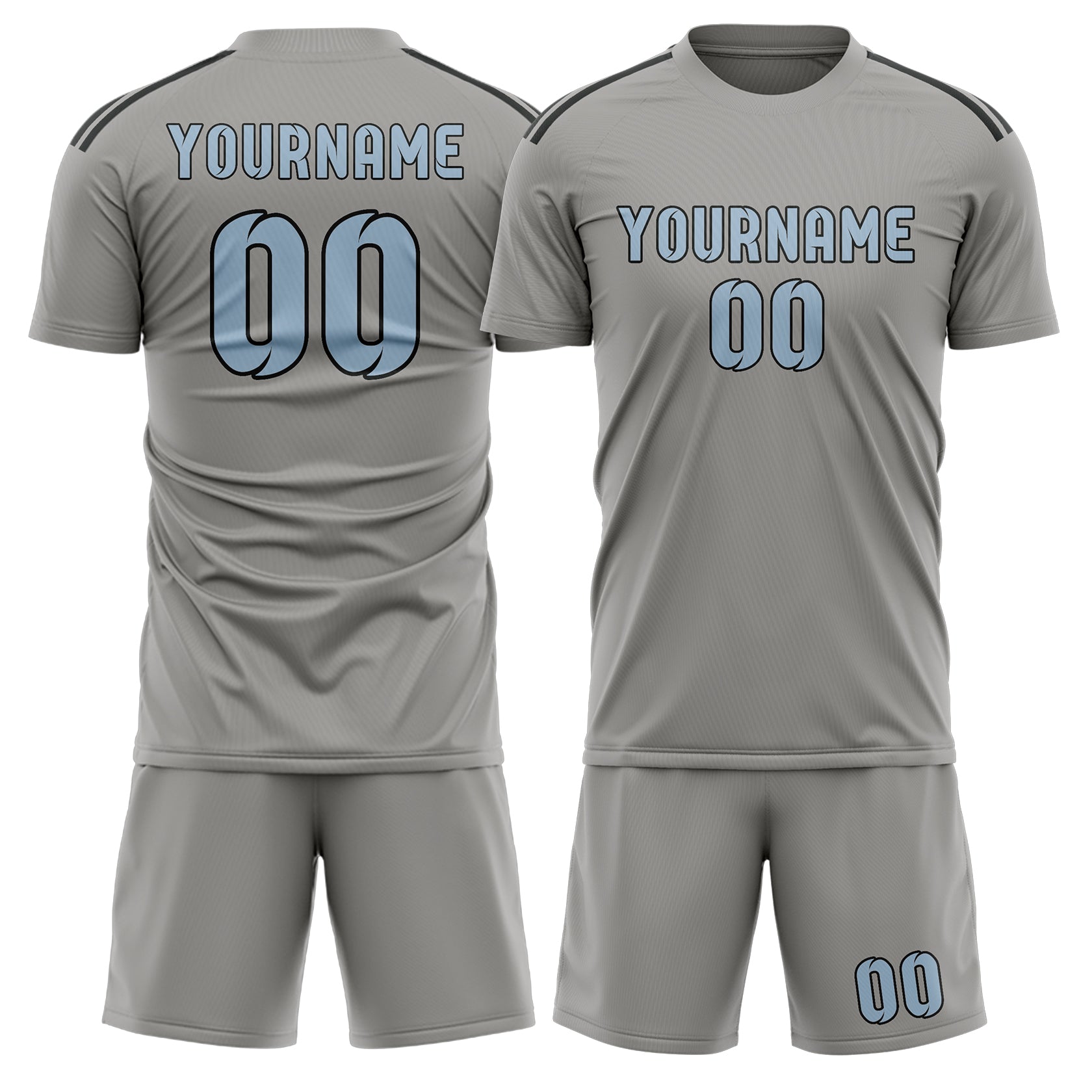 Maßgeschneidertes Professionelles Grau Hellblau Fußballtrikot-Set