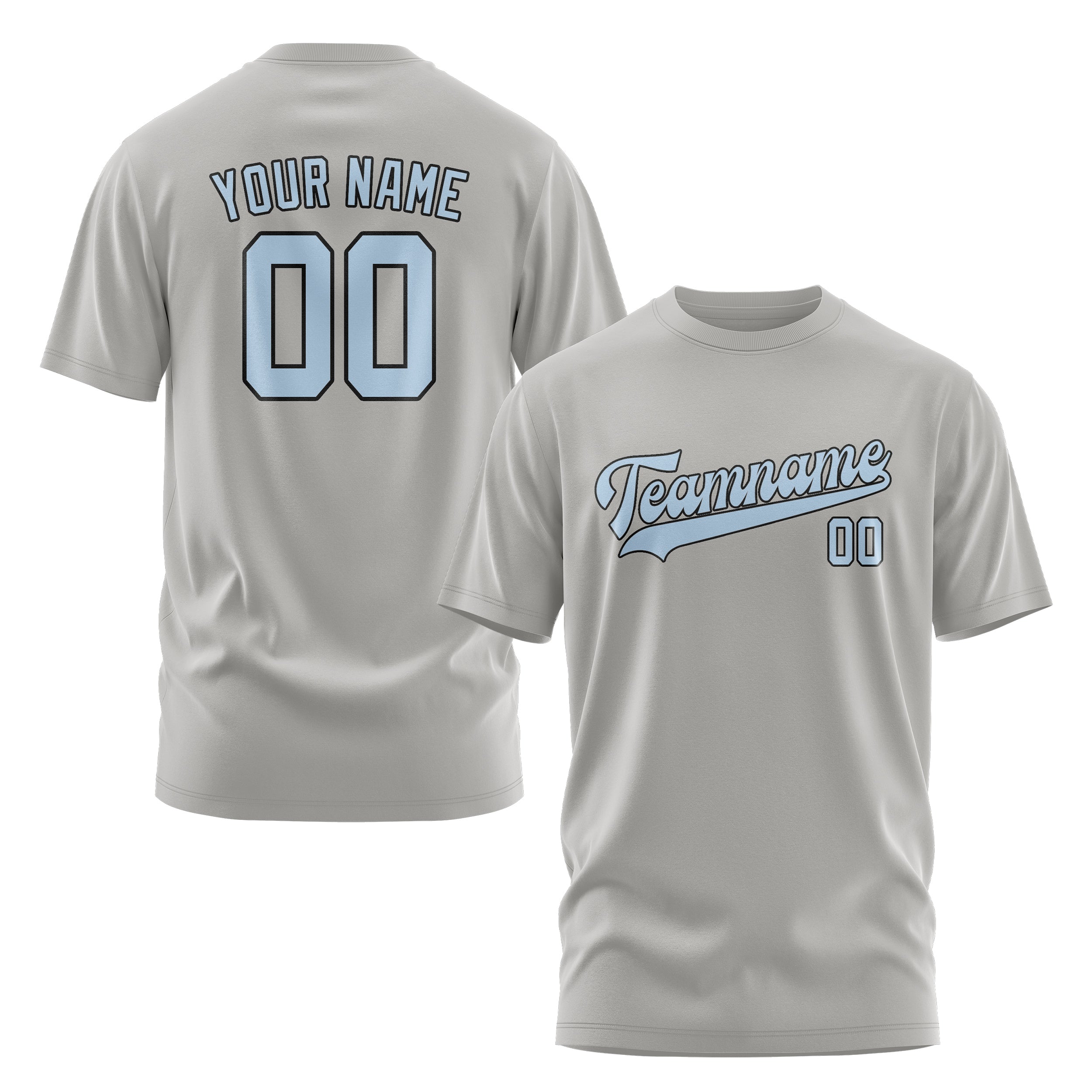 Maßgeschneidertes Grau Hellblau T-Shirt