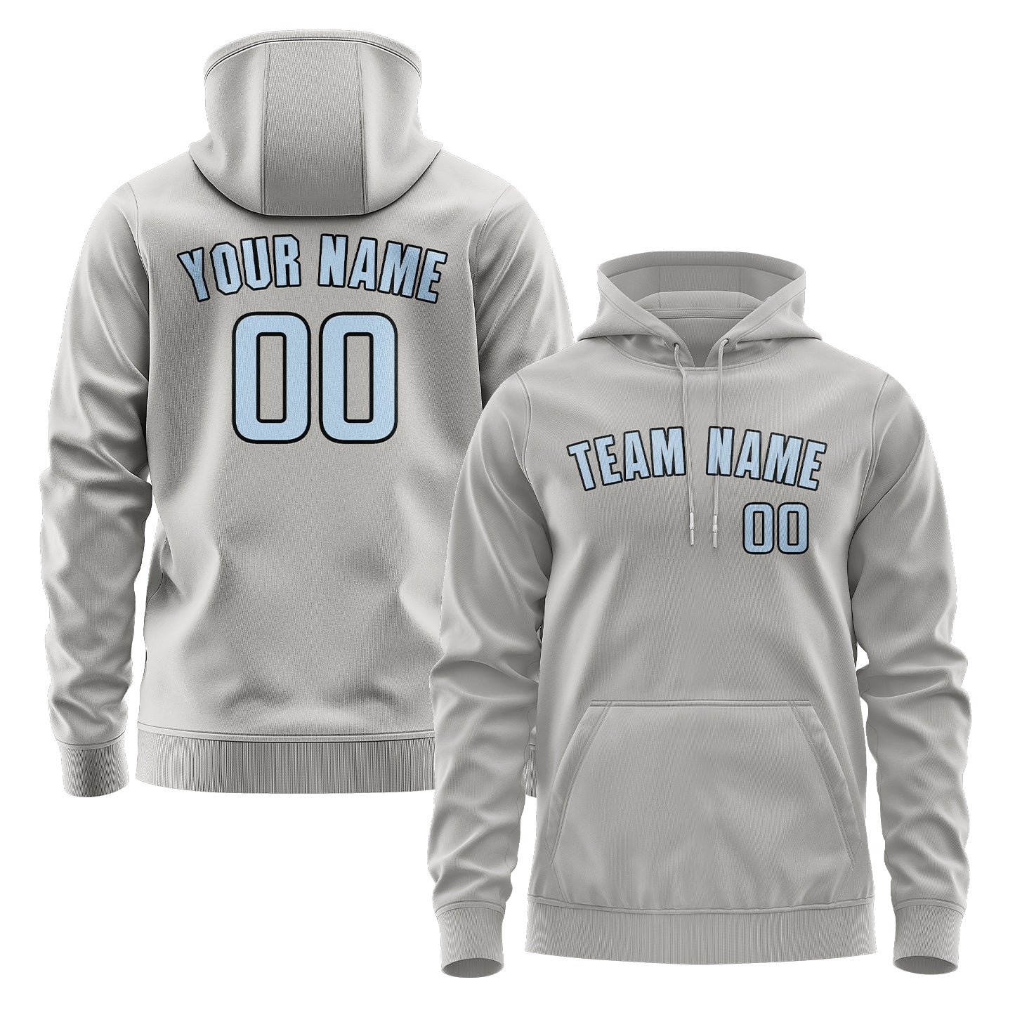 Maßgeschneidertes Grau Hellblau Hoodie