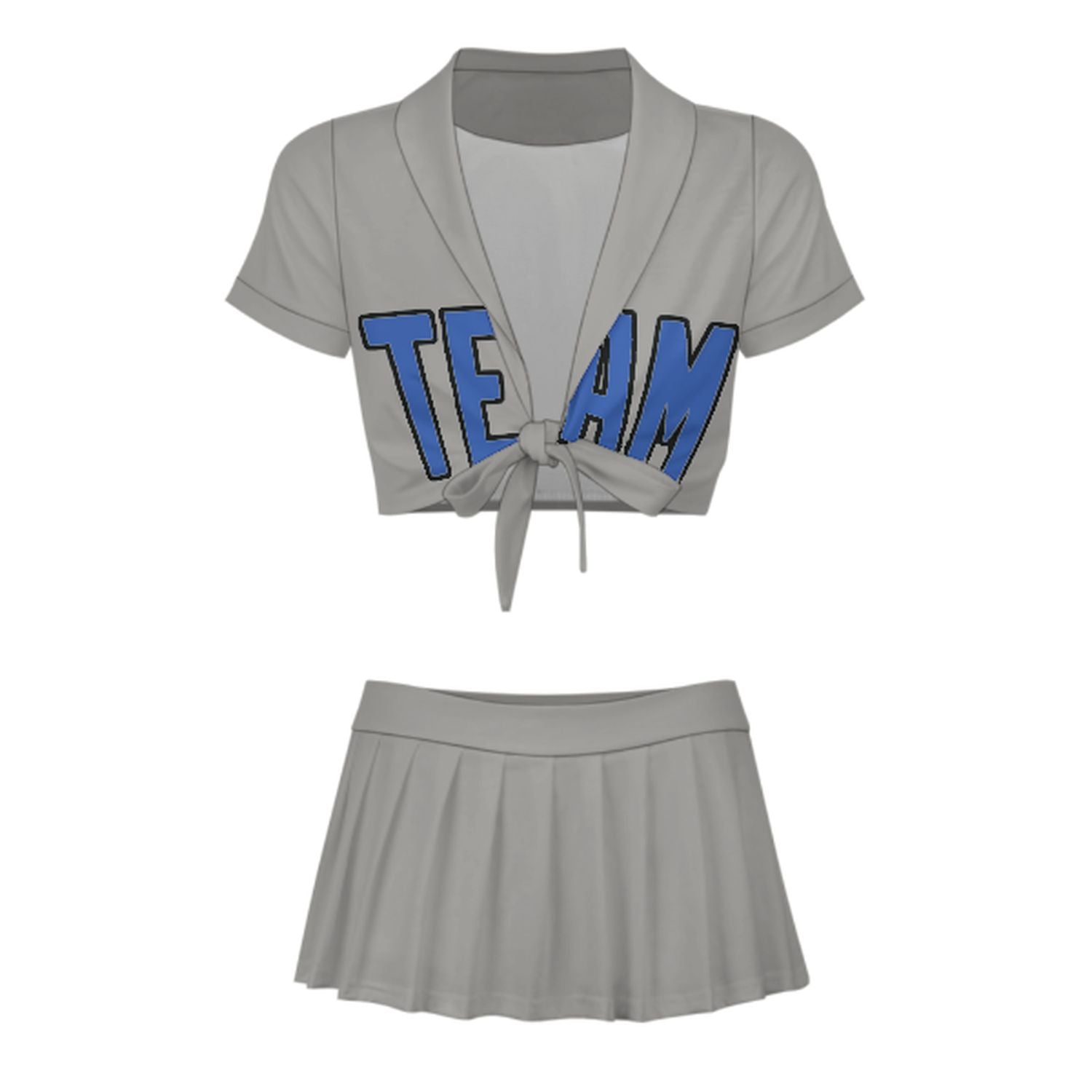 Maßgeschneidertes Grau Himmelblau Cheerleader Outfit Set