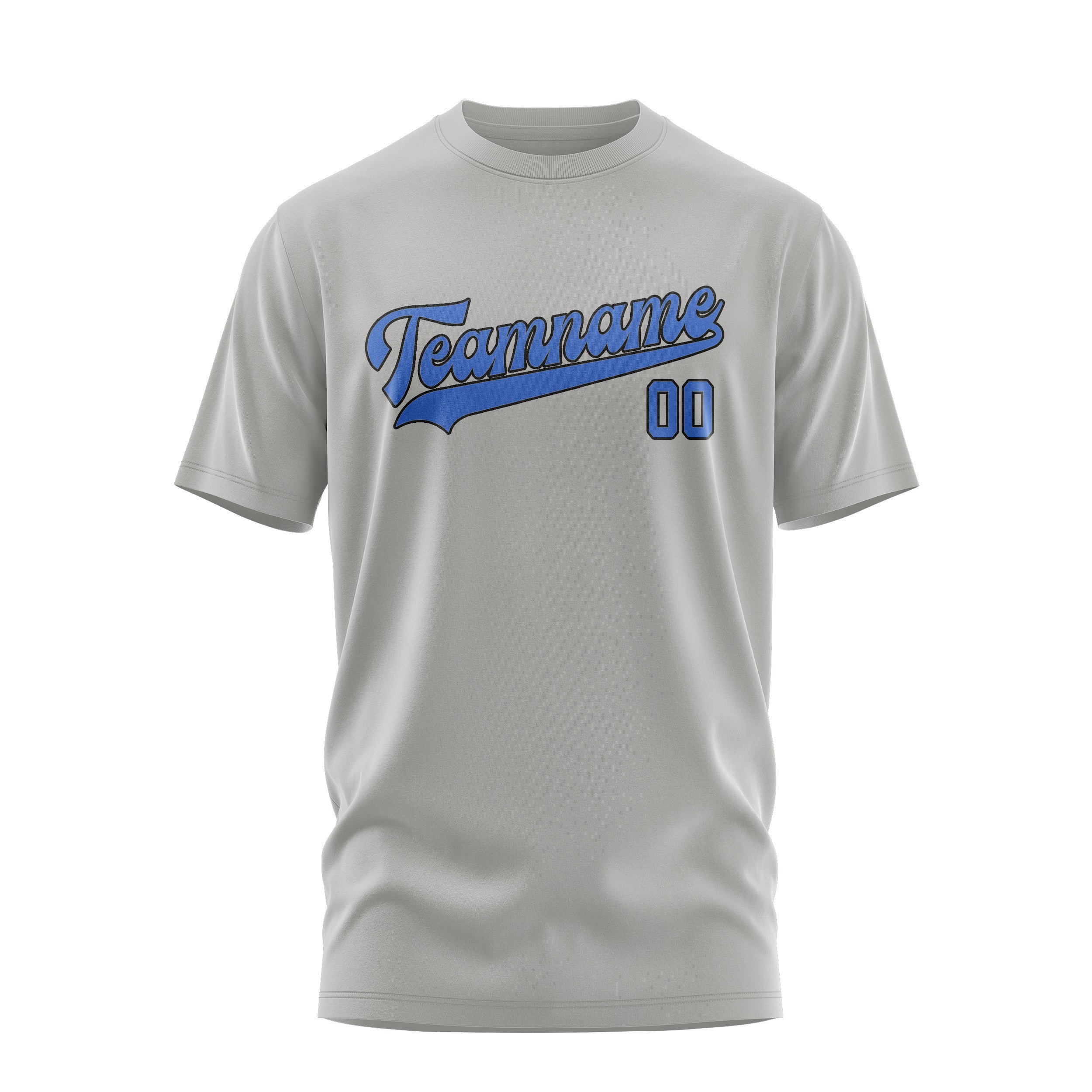 Maßgeschneidertes Grau Himmelblau T-Shirt