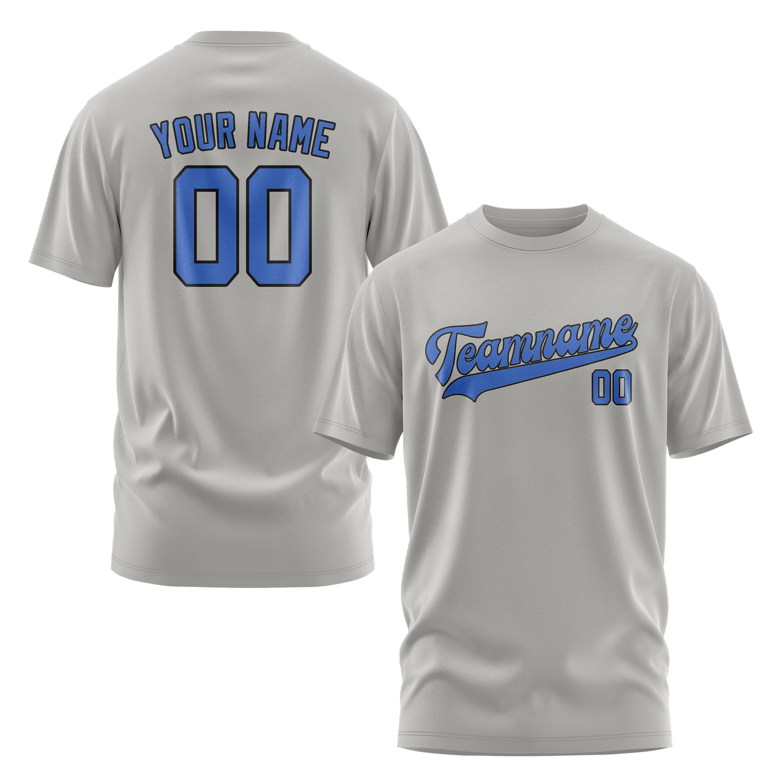 Maßgeschneidertes Grau Himmelblau T-Shirt