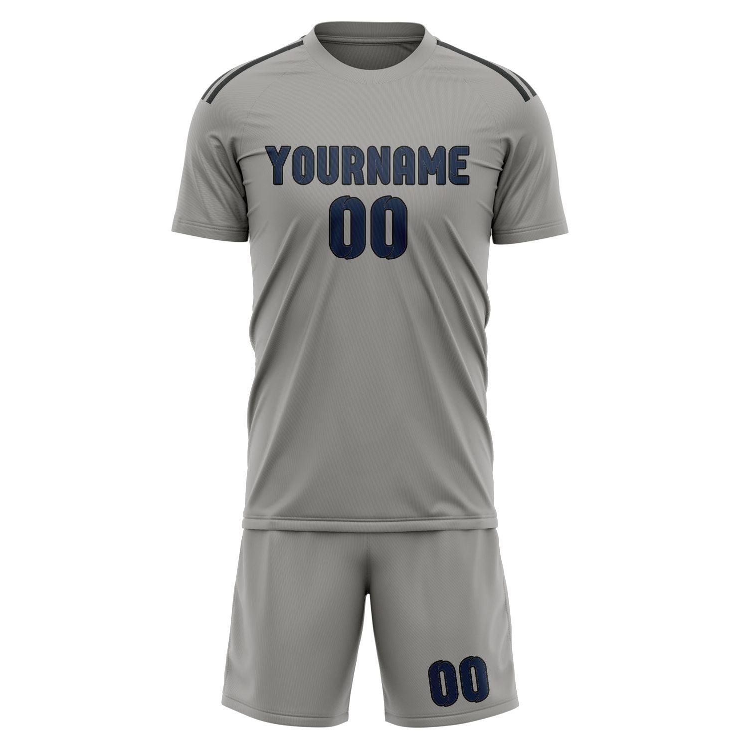Maßgeschneidertes Professionelles Grau Marineblau Fußballtrikot-Set