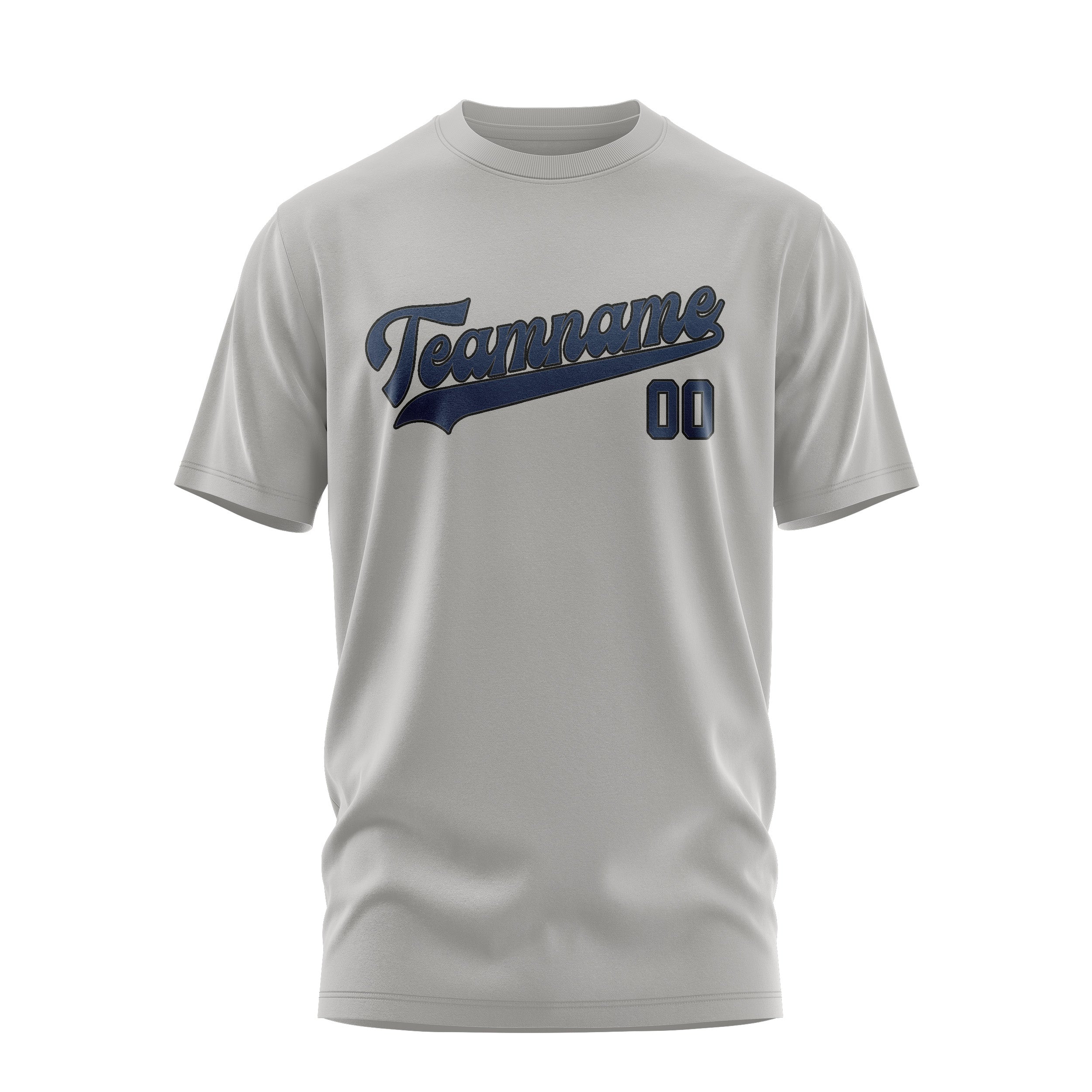 Maßgeschneidertes Grau Marineblau T-Shirt