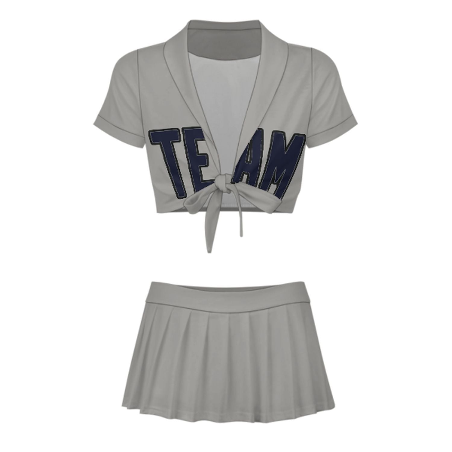 Maßgeschneidertes Grau Stahlblau Cheerleader Outfit Set