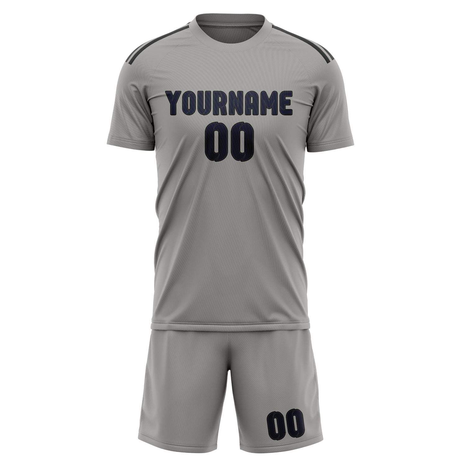 Maßgeschneidertes Professionelles Grau Stahlblau Fußballtrikot-Set