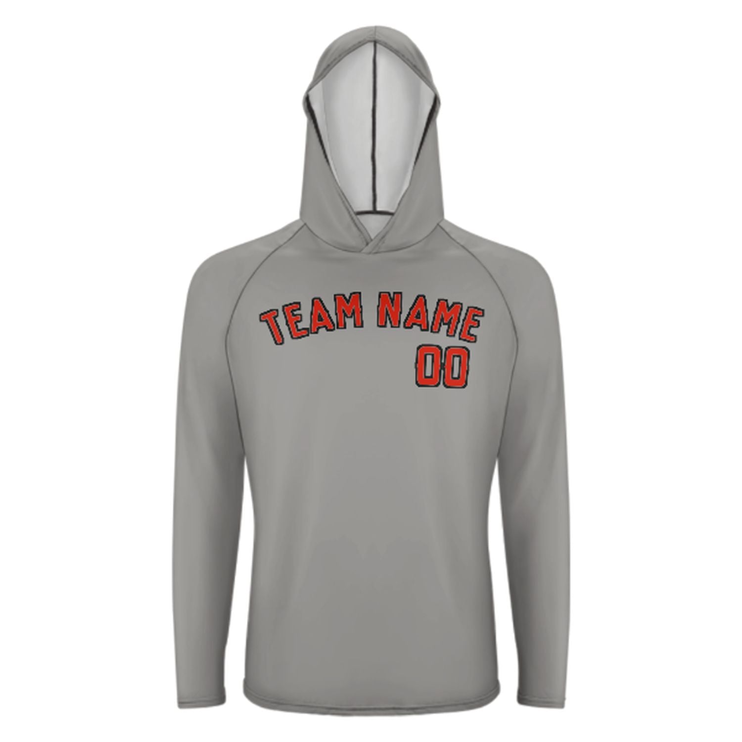 Šedá šedá pomerančově červená UV-hoodie na míru