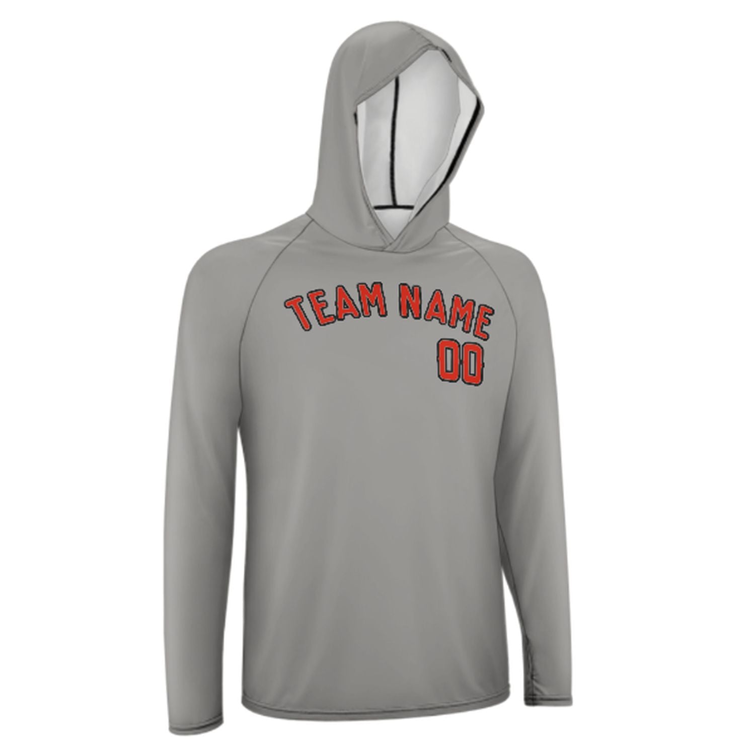 Šedá šedá pomerančově červená UV-hoodie na míru