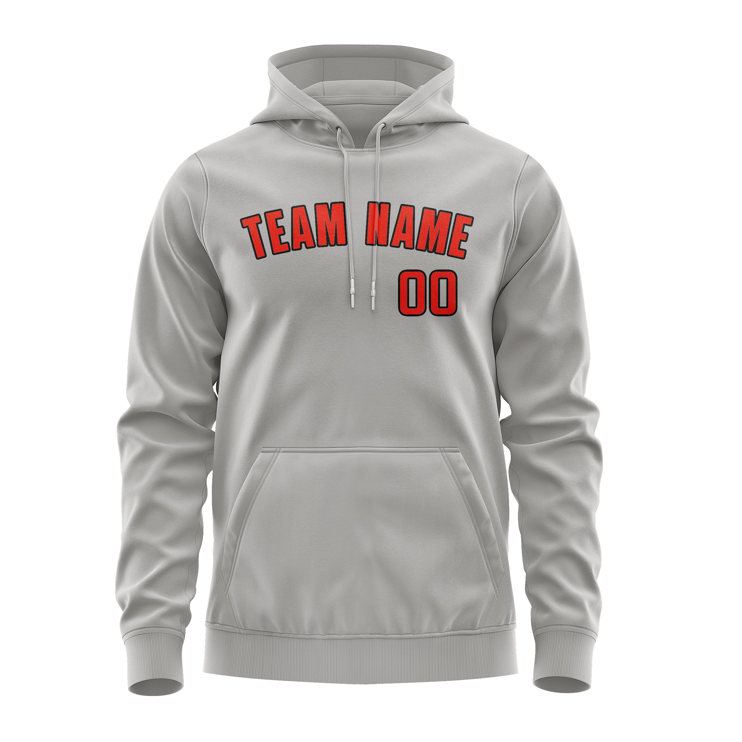 Maßgeschneidertes Grau Orangerot Hoodie