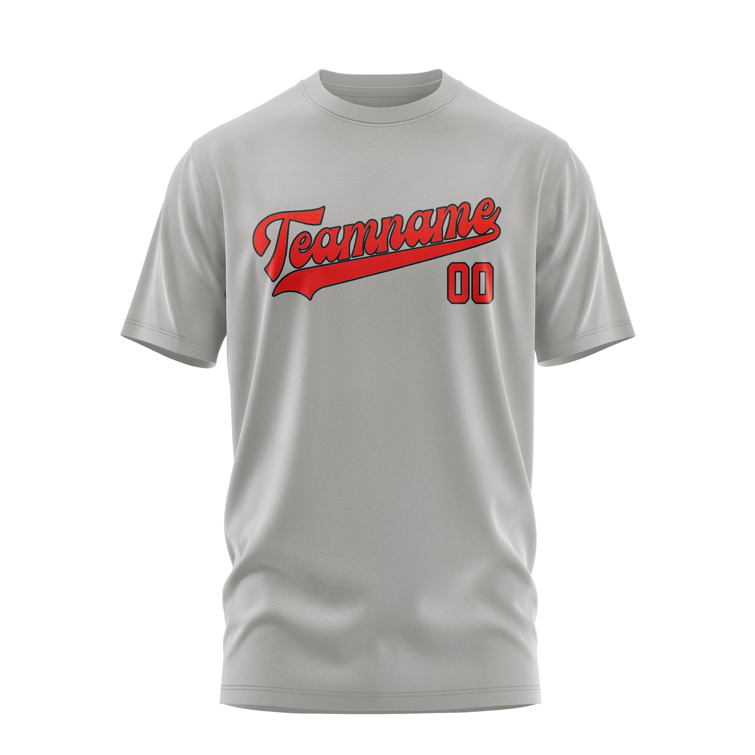 Maßgeschneidertes Grau Orangerot T-Shirt