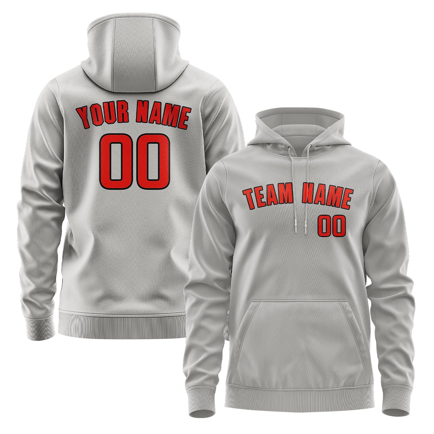Maßgeschneidertes Grau Orangerot Hoodie