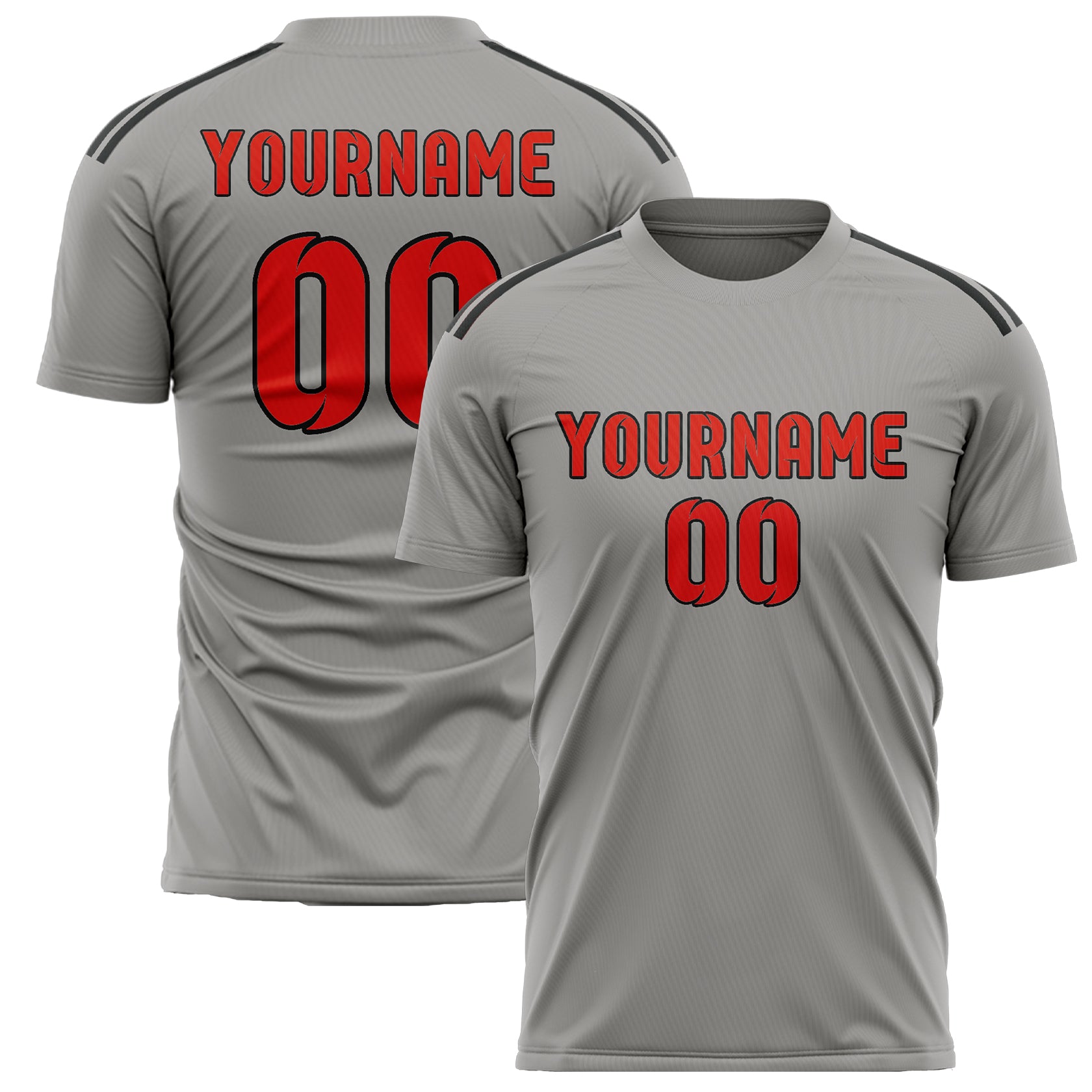 Benutzerdefiniertes Professionelles Grau Orangerot Fußballtrikot