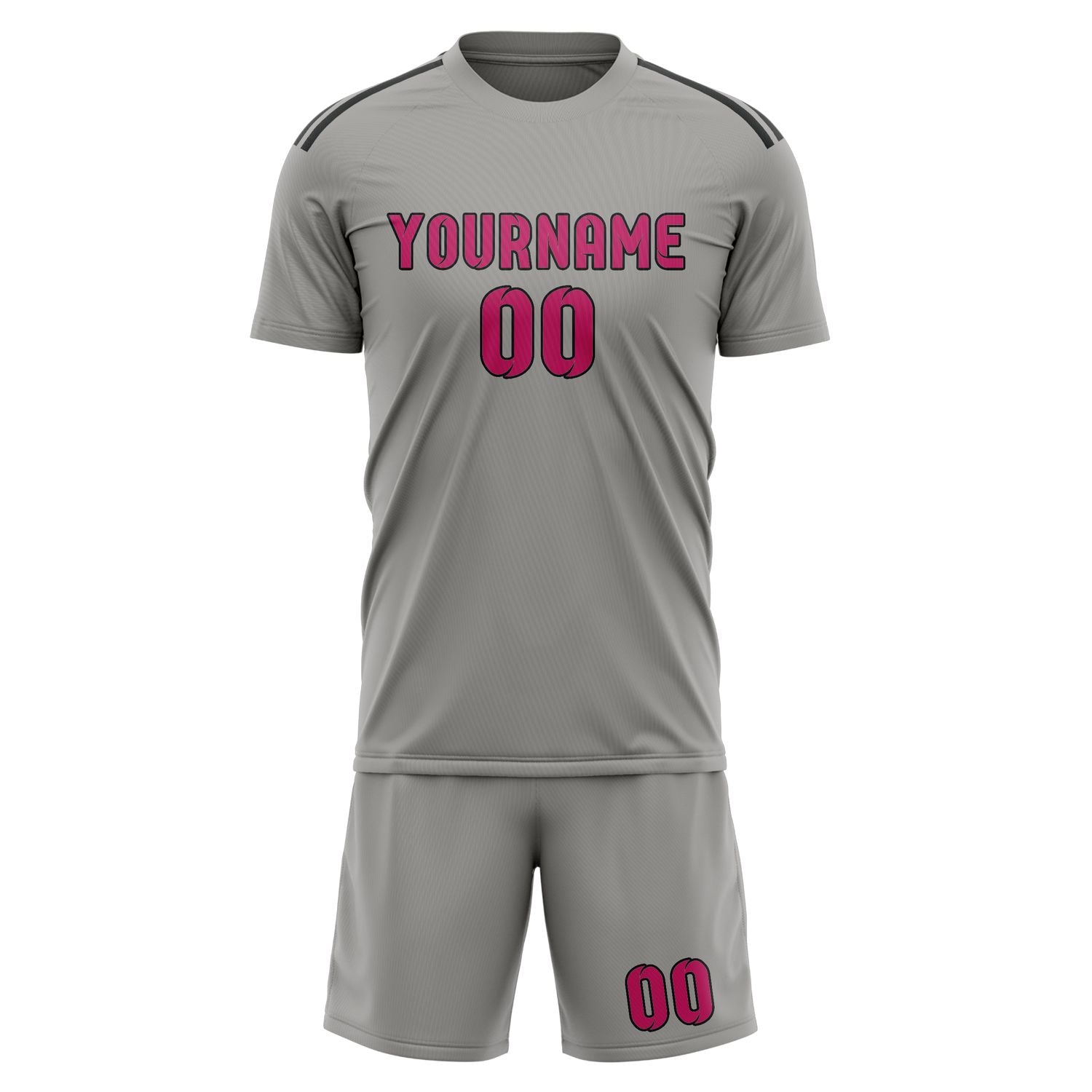 Maßgeschneidertes Professionelles Grau Rosarot Fußballtrikot-Set