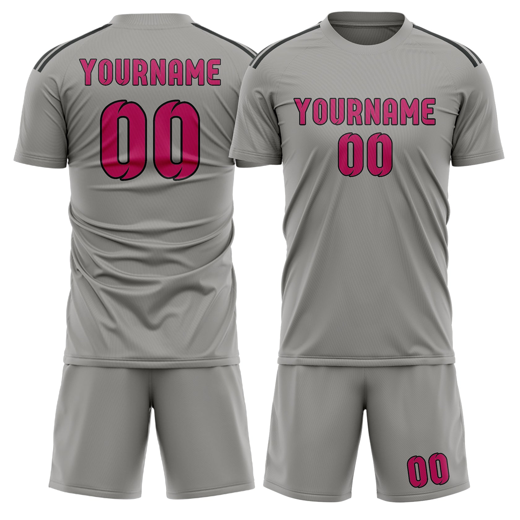 Maßgeschneidertes Professionelles Grau Rosarot Fußballtrikot-Set