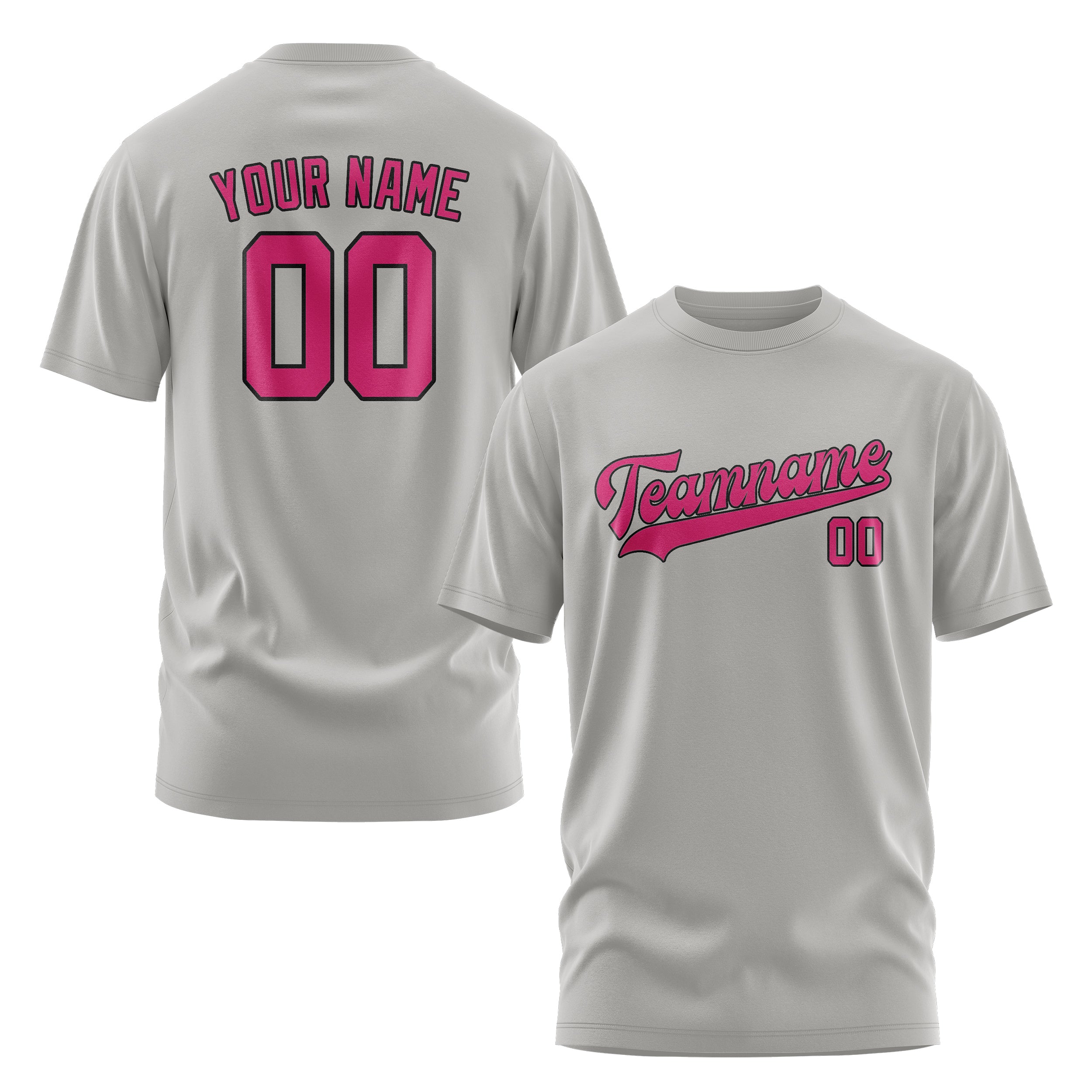 Maßgeschneidertes Grau Rosarot T-Shirt