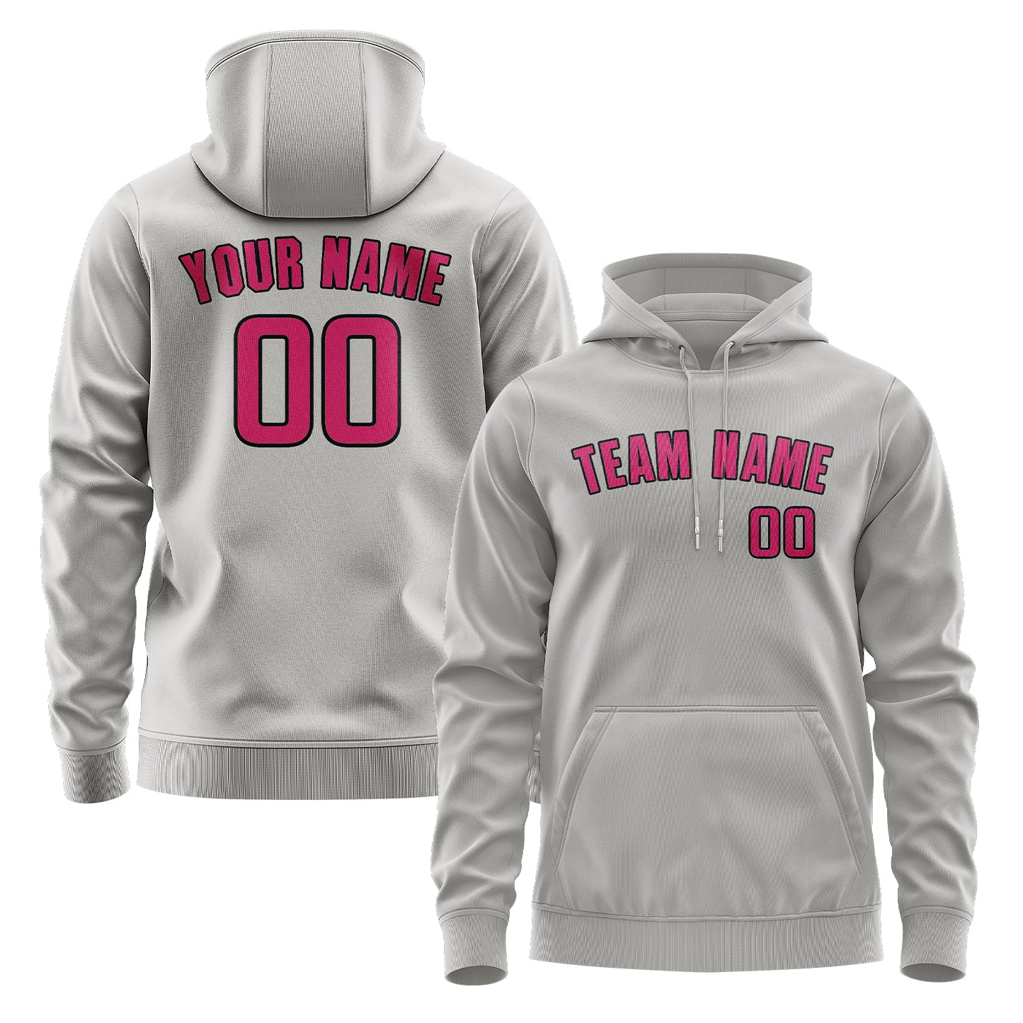 Maßgeschneidertes Grau Rosarot Hoodie