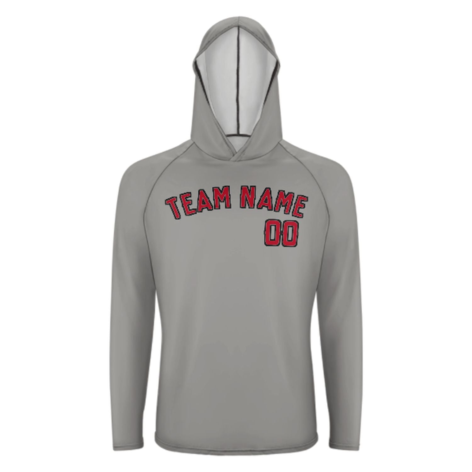 Šedá červená červená UV-hoodie na míru