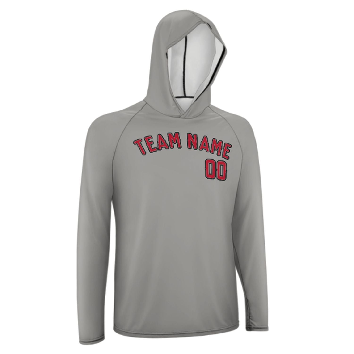 Šedá červená červená UV-hoodie na míru