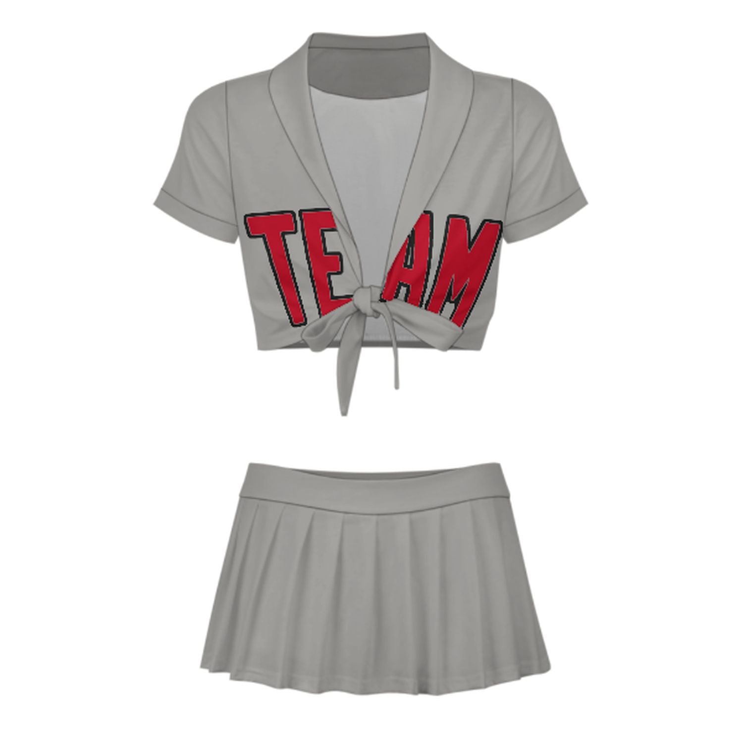 Maßgeschneidertes Grau Rot Cheerleader Outfit Set