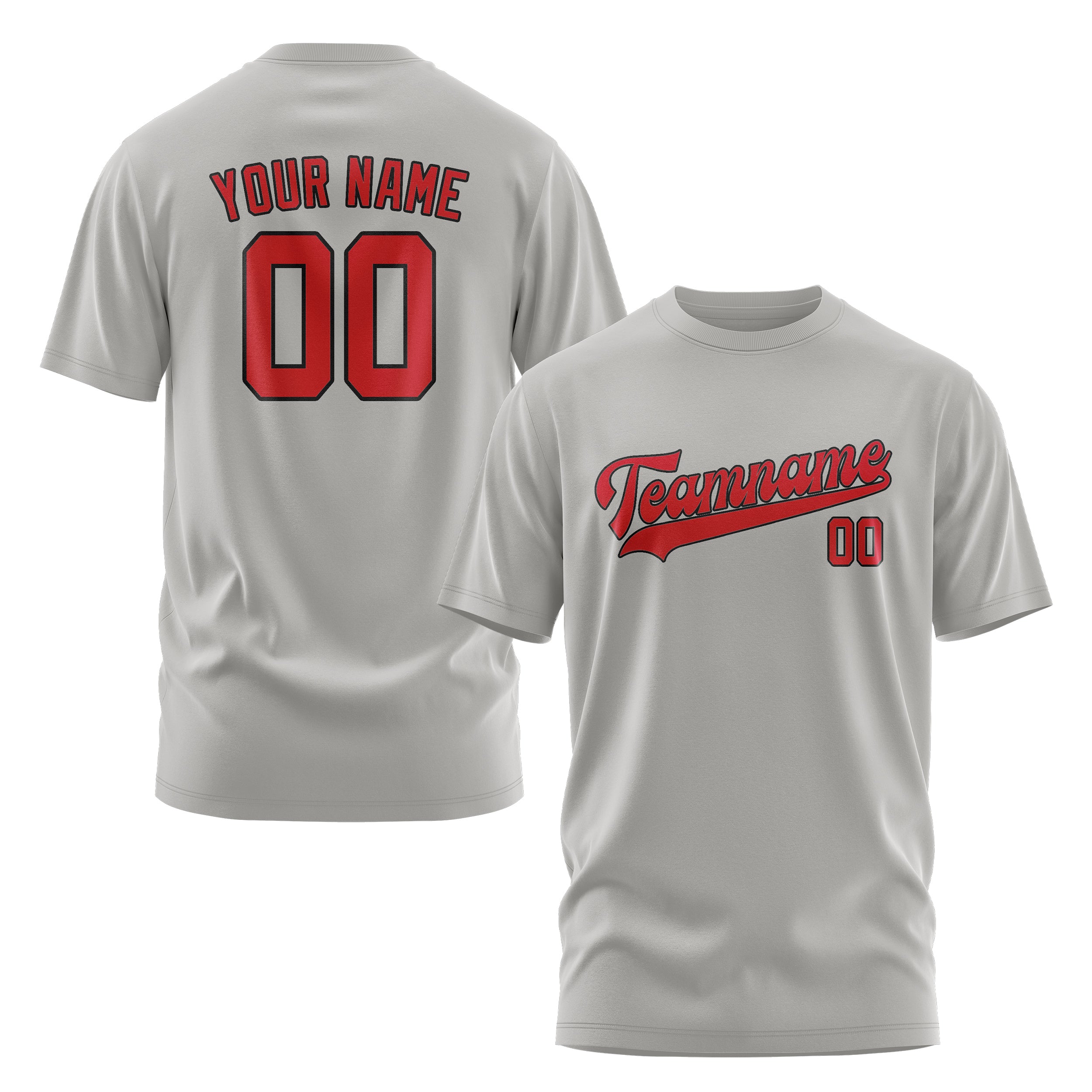 Maßgeschneidertes Grau Rot T-Shirt