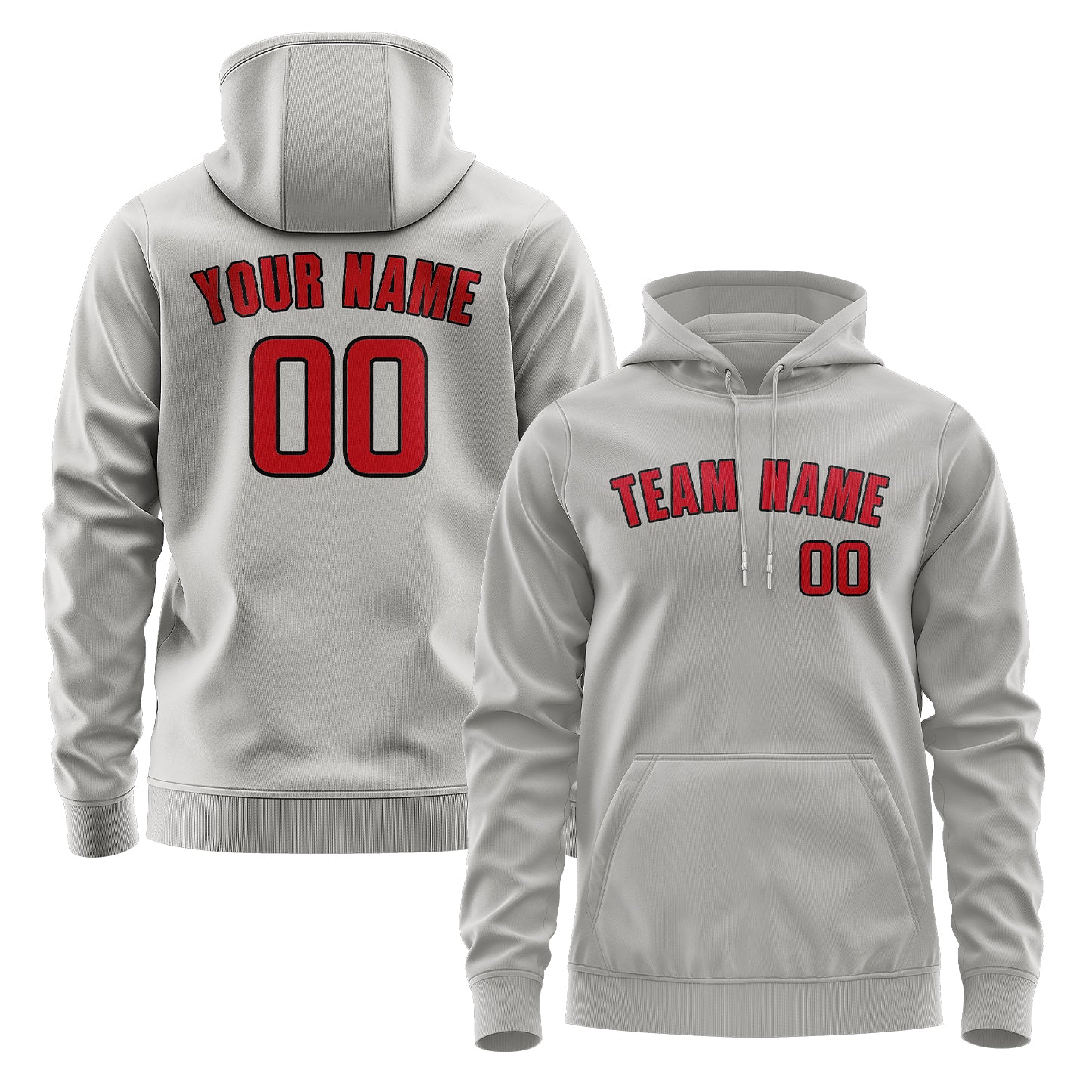Maßgeschneidertes Grau Rot Hoodie