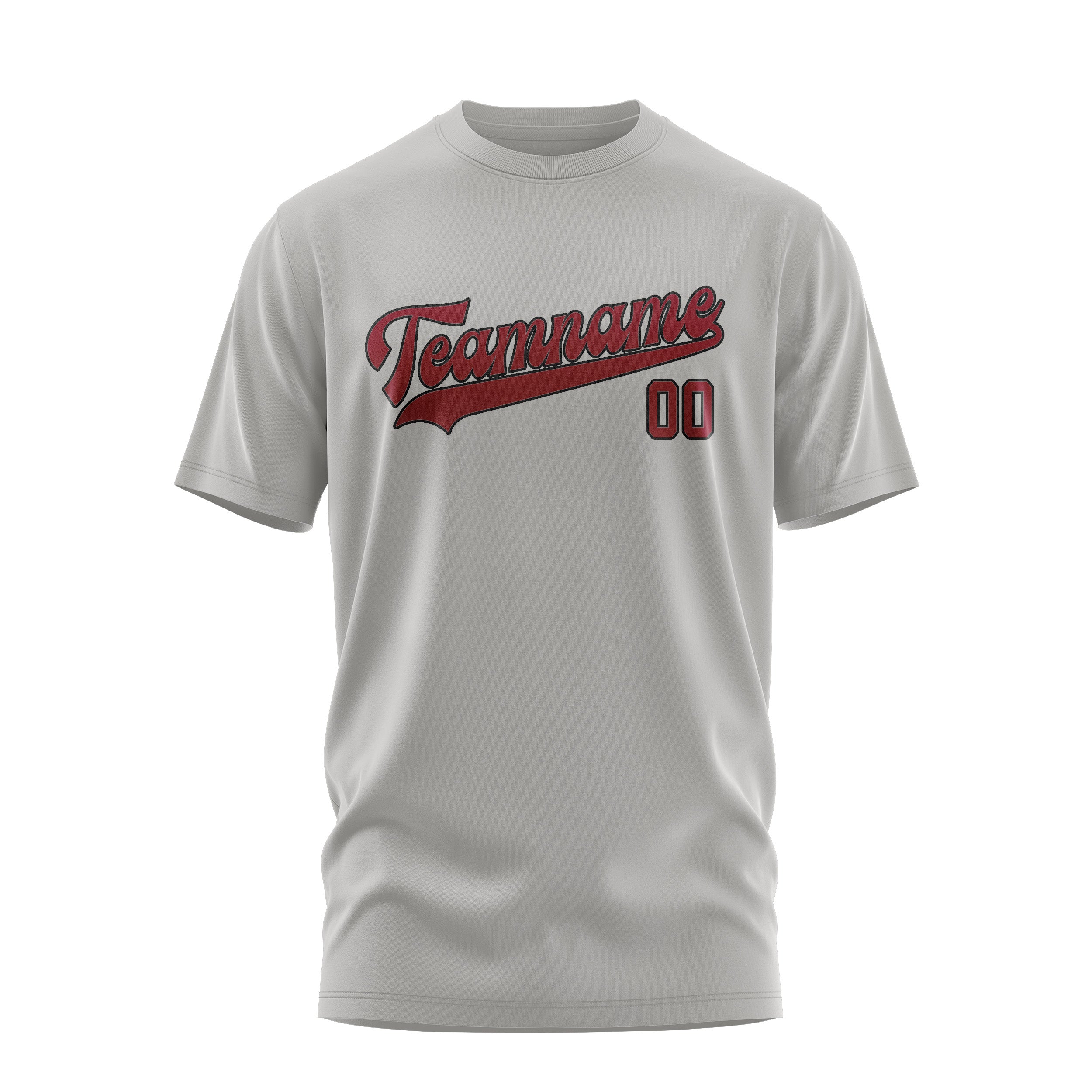 Maßgeschneidertes Grau Karmesinrot T-Shirt