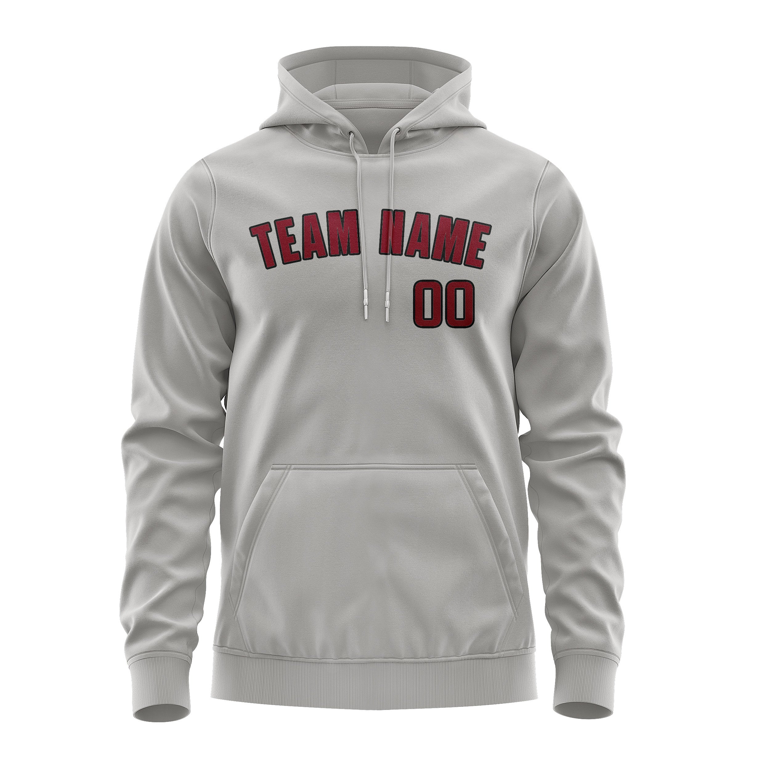 Maßgeschneidertes Grau Karmesinrot Hoodie