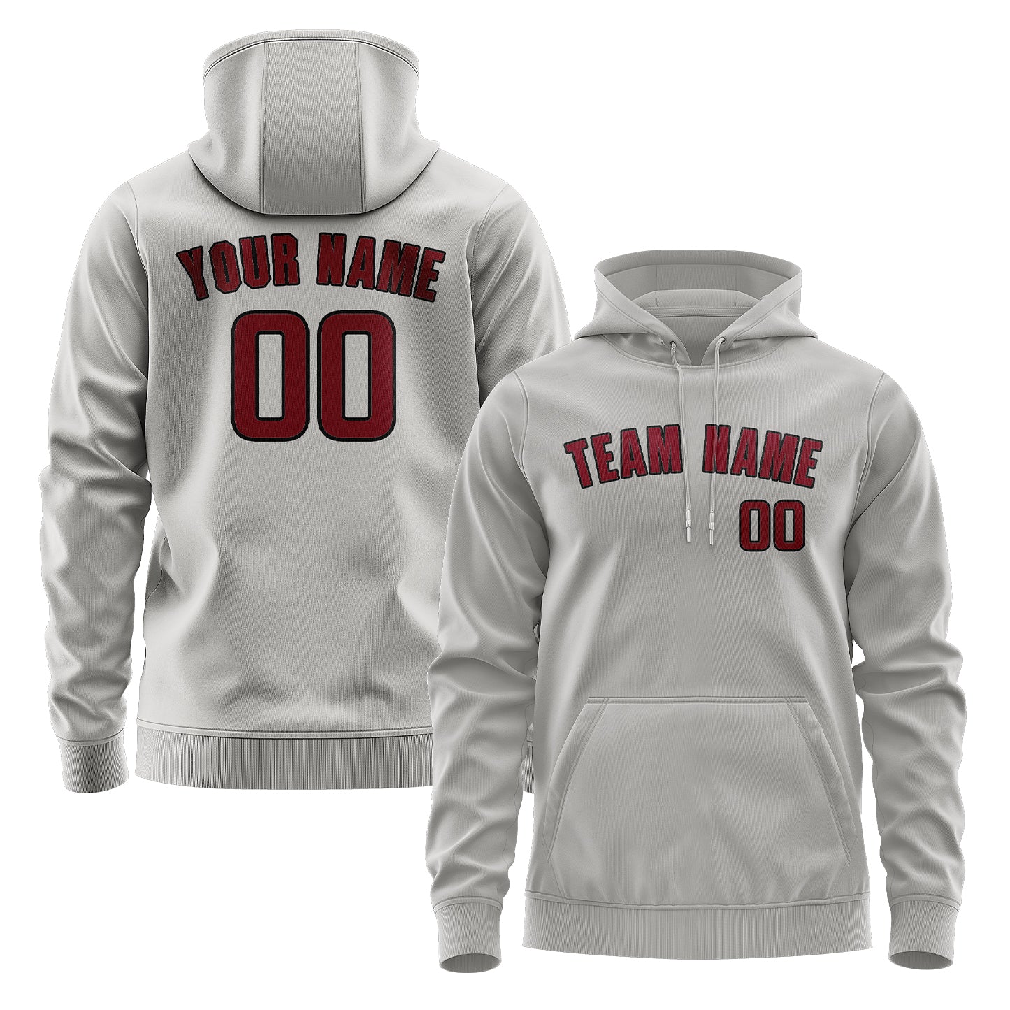 Maßgeschneidertes Grau Karmesinrot Hoodie
