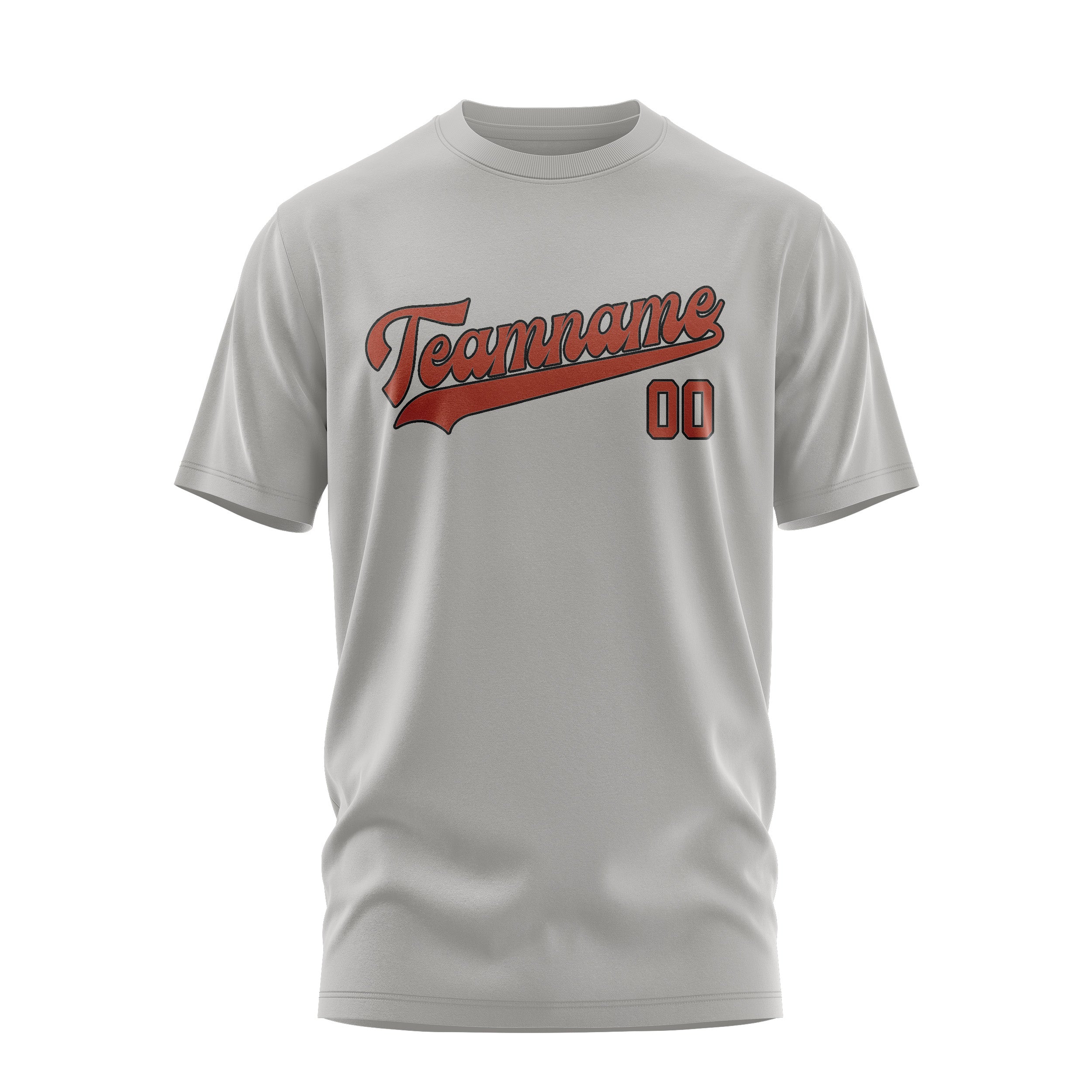 Maßgeschneidertes Grau Korallenrot T-Shirt