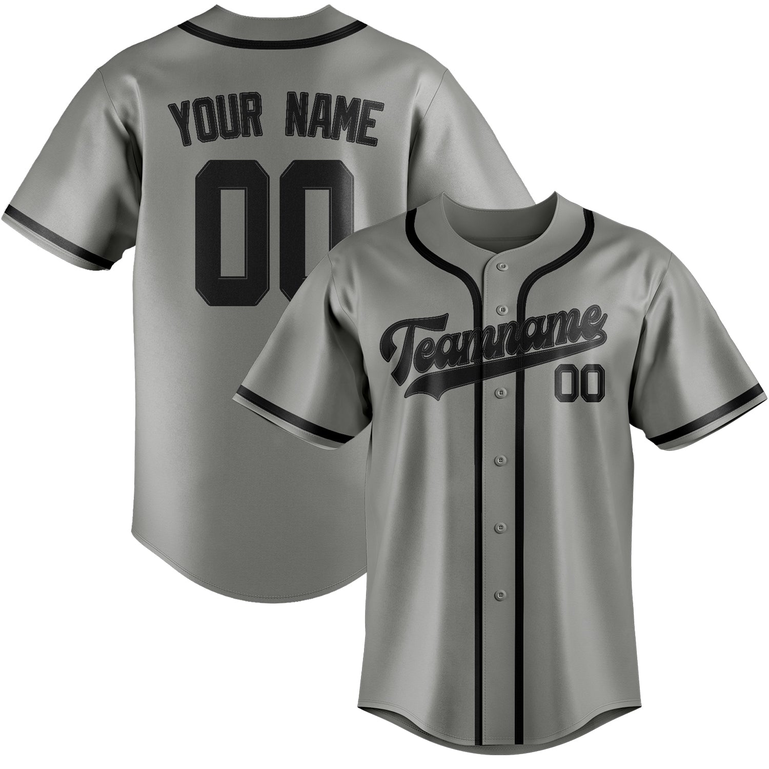 Benutzerdefiniertes Professionelles Grau Schwarz Baseballtrikot