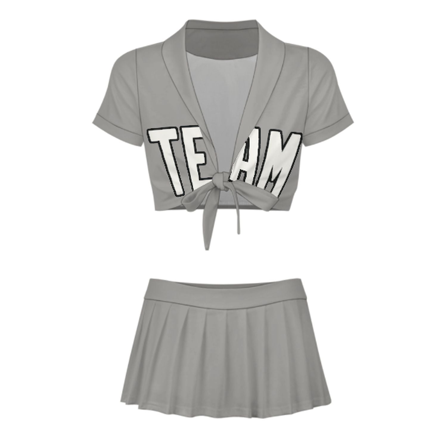 Maßgeschneidertes Grau Weiß Cheerleader Outfit Set