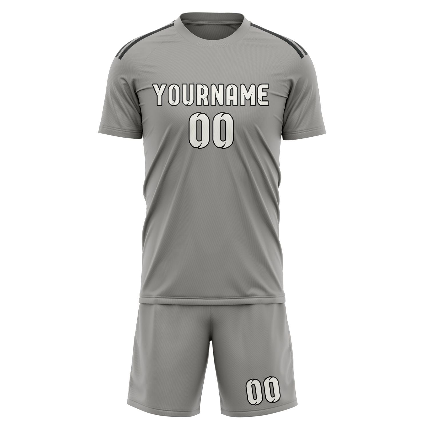 Maßgeschneidertes Professionelles Grau Weiß Fußballtrikot-Set