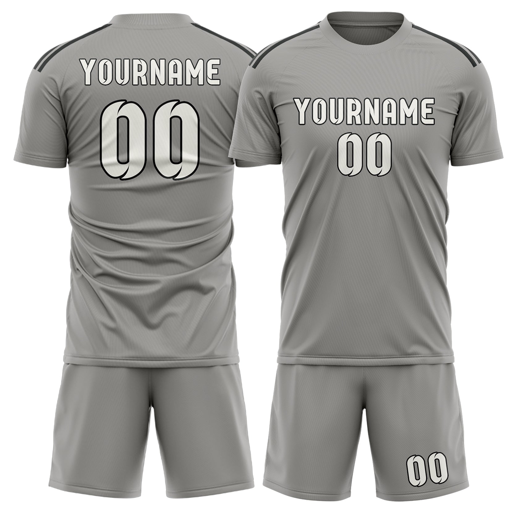 Maßgeschneidertes Professionelles Grau Weiß Fußballtrikot-Set