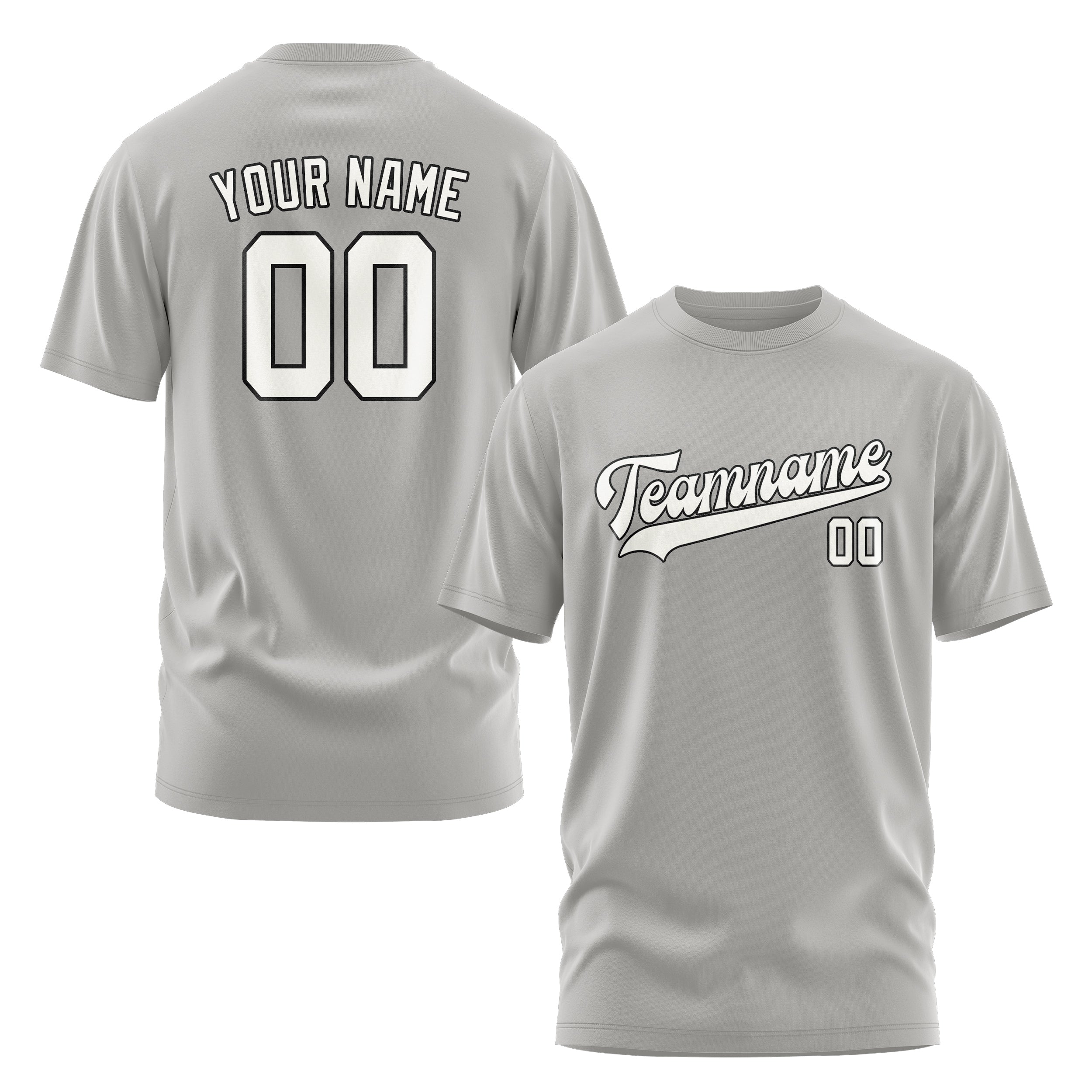 Maßgeschneidertes Grau Weiß T-Shirt