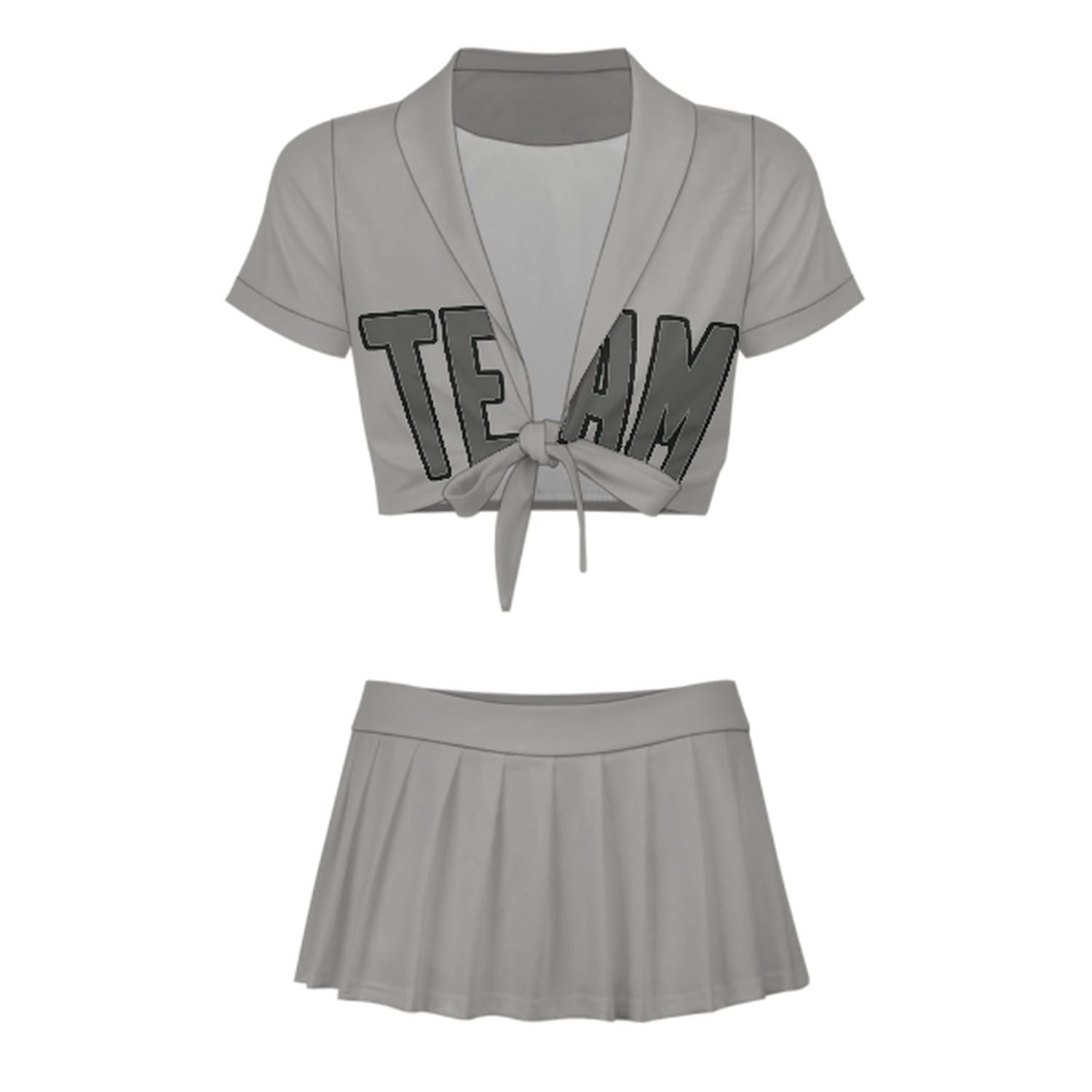Maßgeschneidertes Grau Dunkelgrau Cheerleader Outfit Set