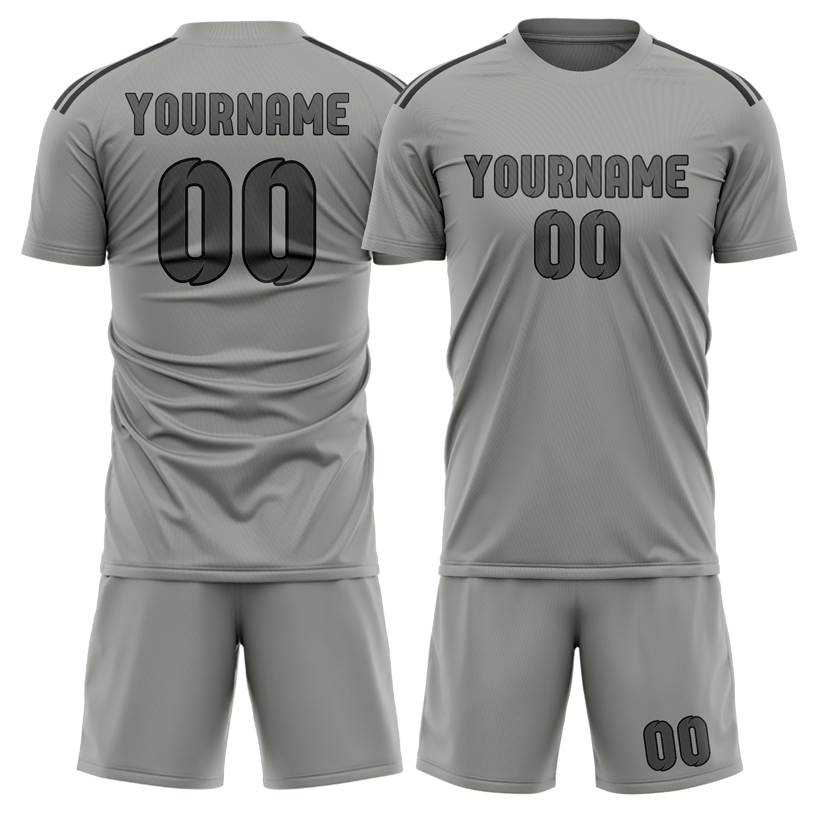 Maßgeschneidertes Professionelles Grau Dunkelgrau Fußballtrikot-Set