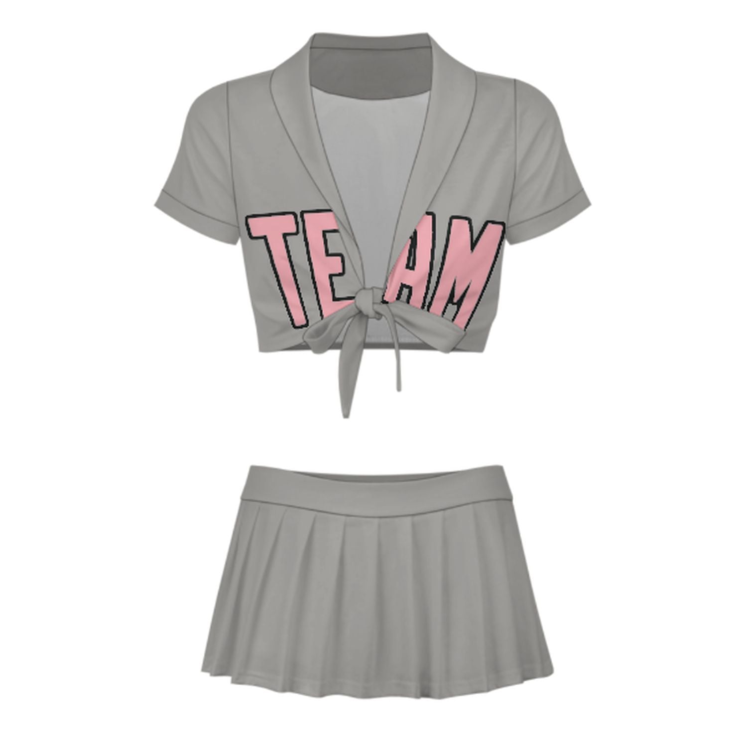 Maßgeschneidertes Grau Rosa Cheerleader Outfit Set