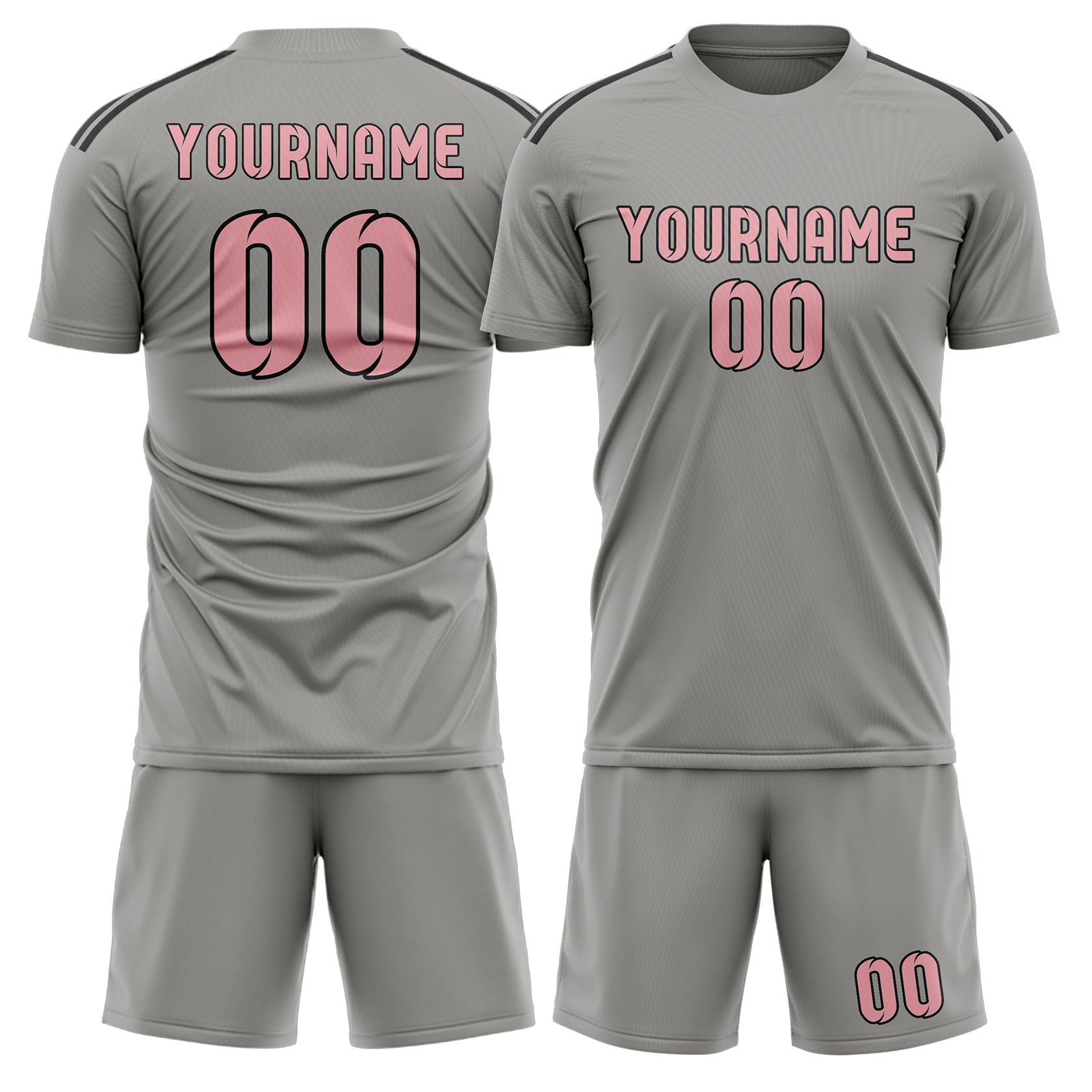 Maßgeschneidertes Professionelles Grau Rosa Fußballtrikot-Set