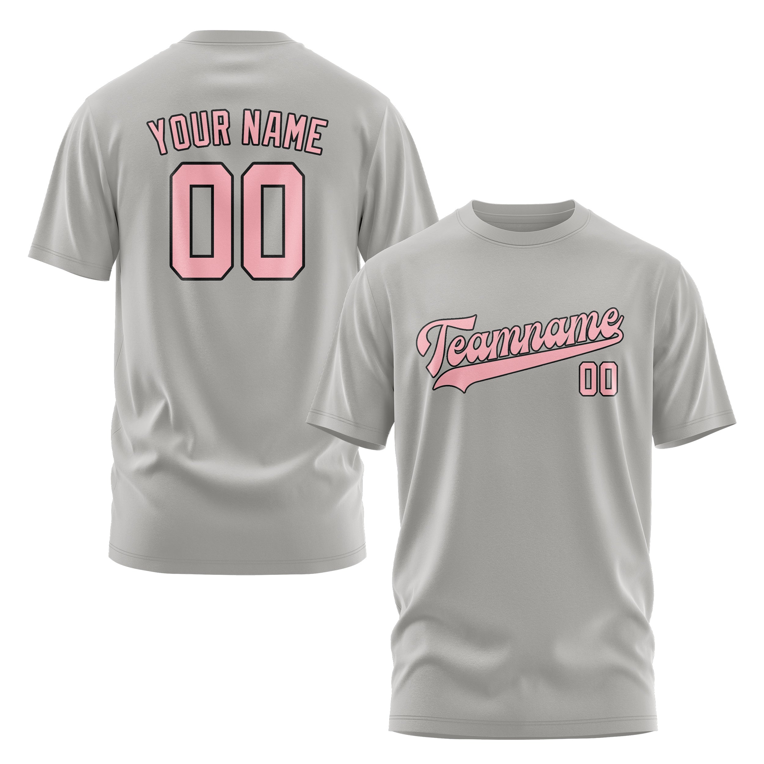 Maßgeschneidertes Grau Rosa T-Shirt