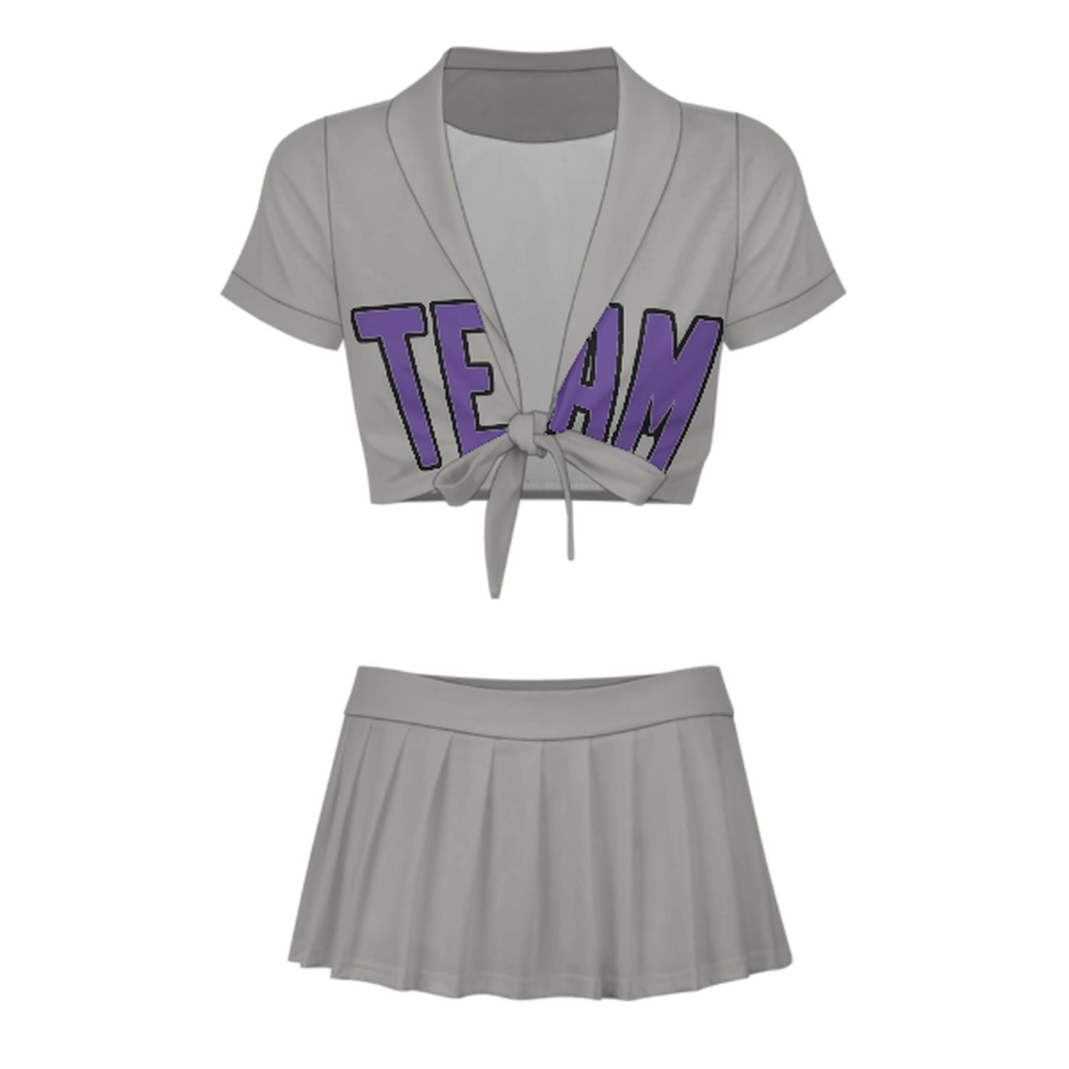 Maßgeschneidertes Grau Lavendel Cheerleader Outfit Set